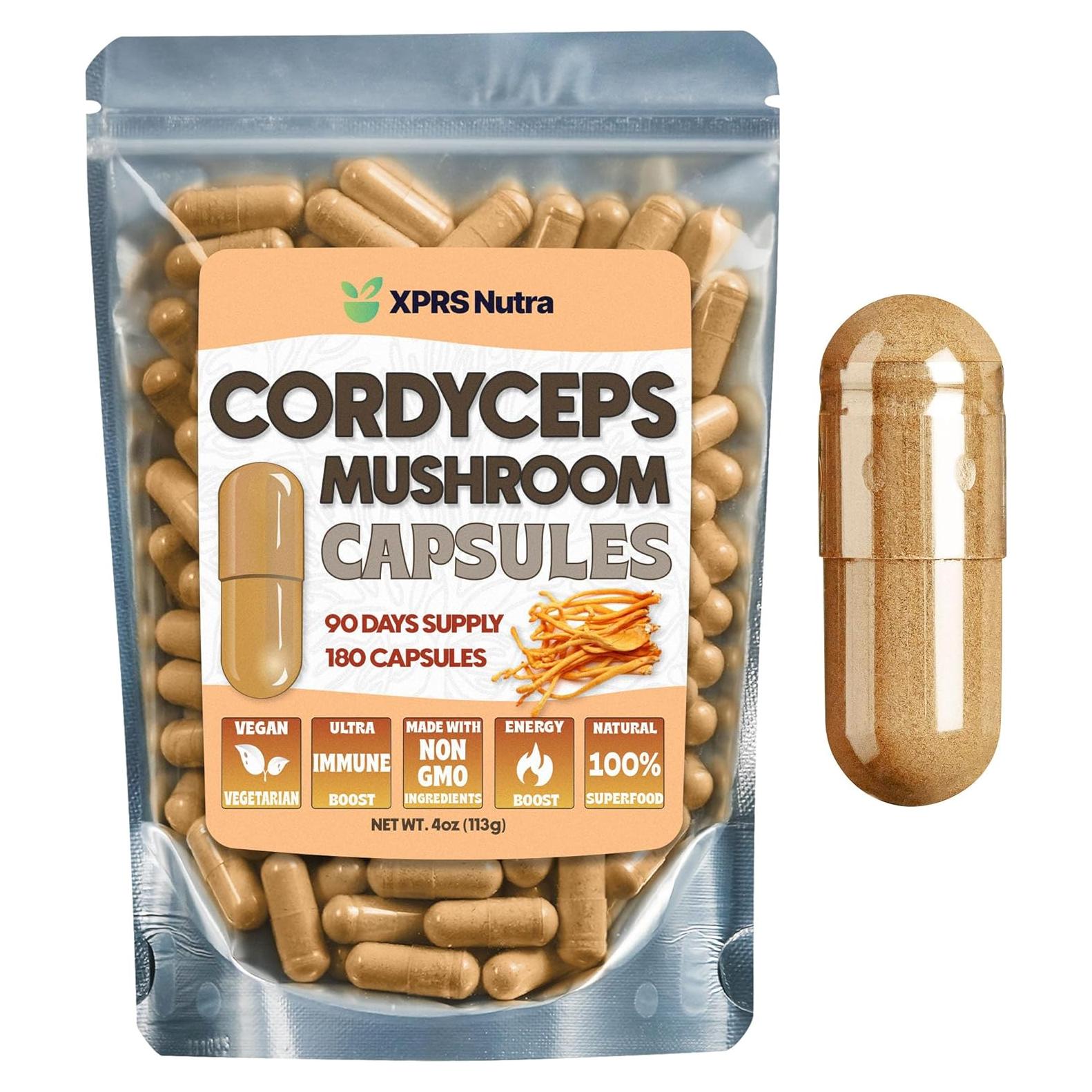 Cápsulas de Hongo Cordyceps XPRS Nutra - 180 Unidades - Energía y Resistencia