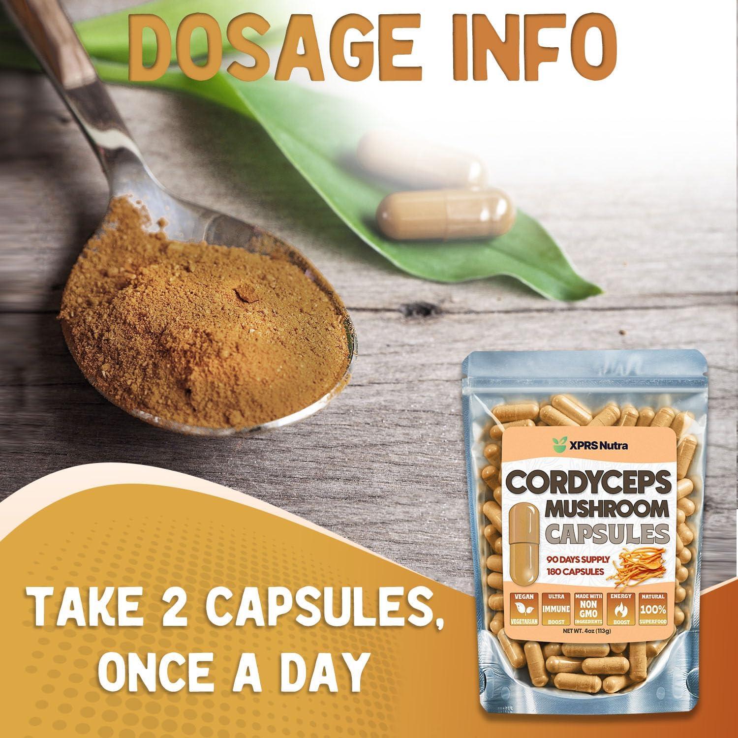 Cápsulas de Hongo Cordyceps XPRS Nutra - 180 Unidades - Energía y Resistencia