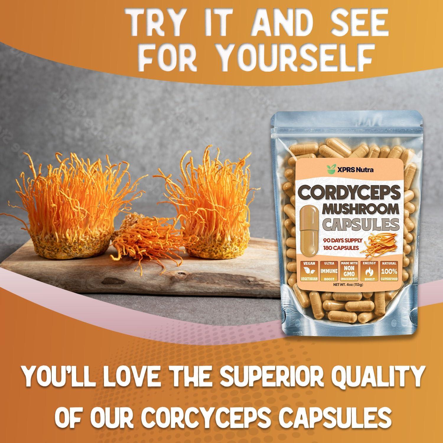 Cápsulas de Hongo Cordyceps XPRS Nutra - 180 Unidades - Energía y Resistencia