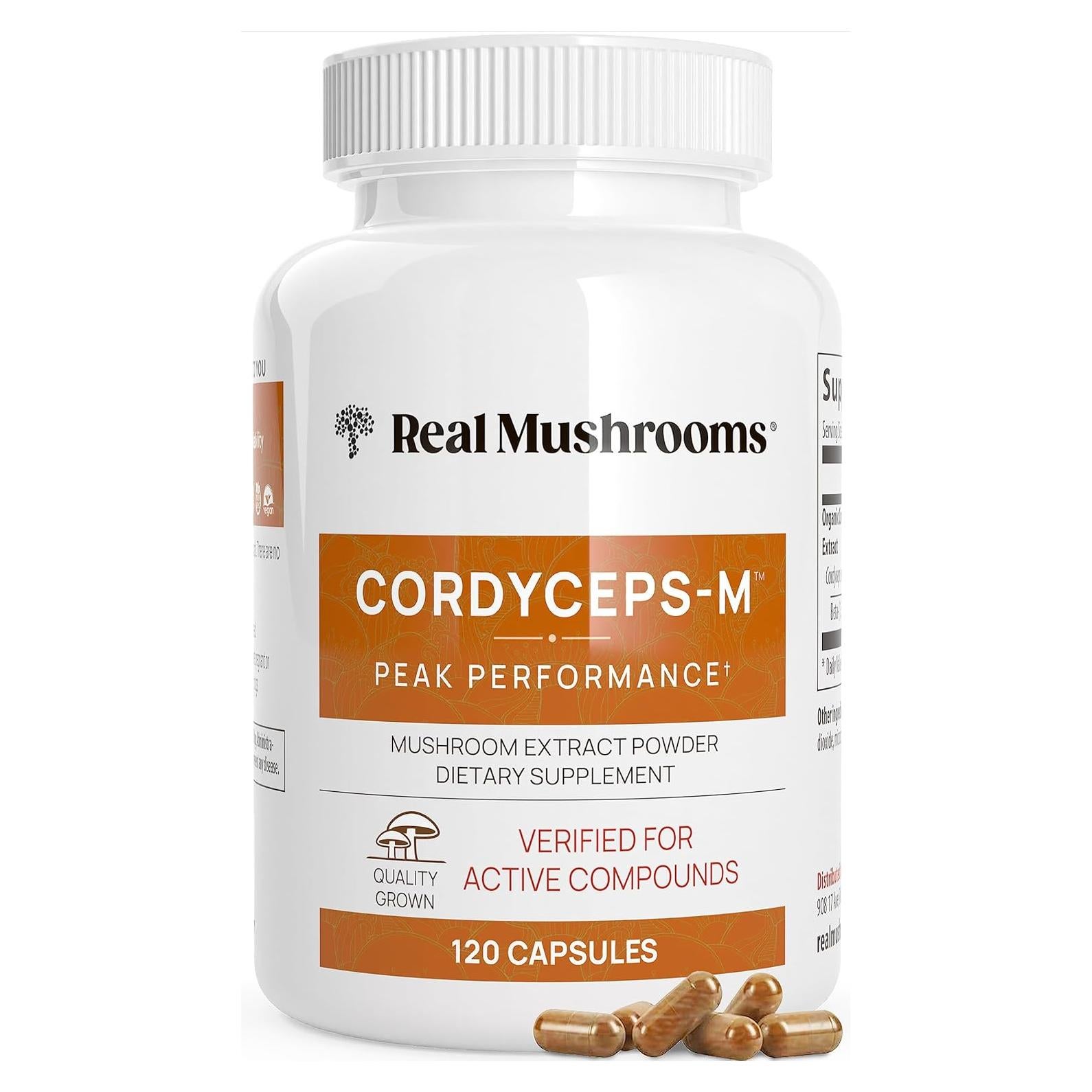 Cápsulas de Cordyceps Militaris Real Mushrooms 120 Caps Veganas