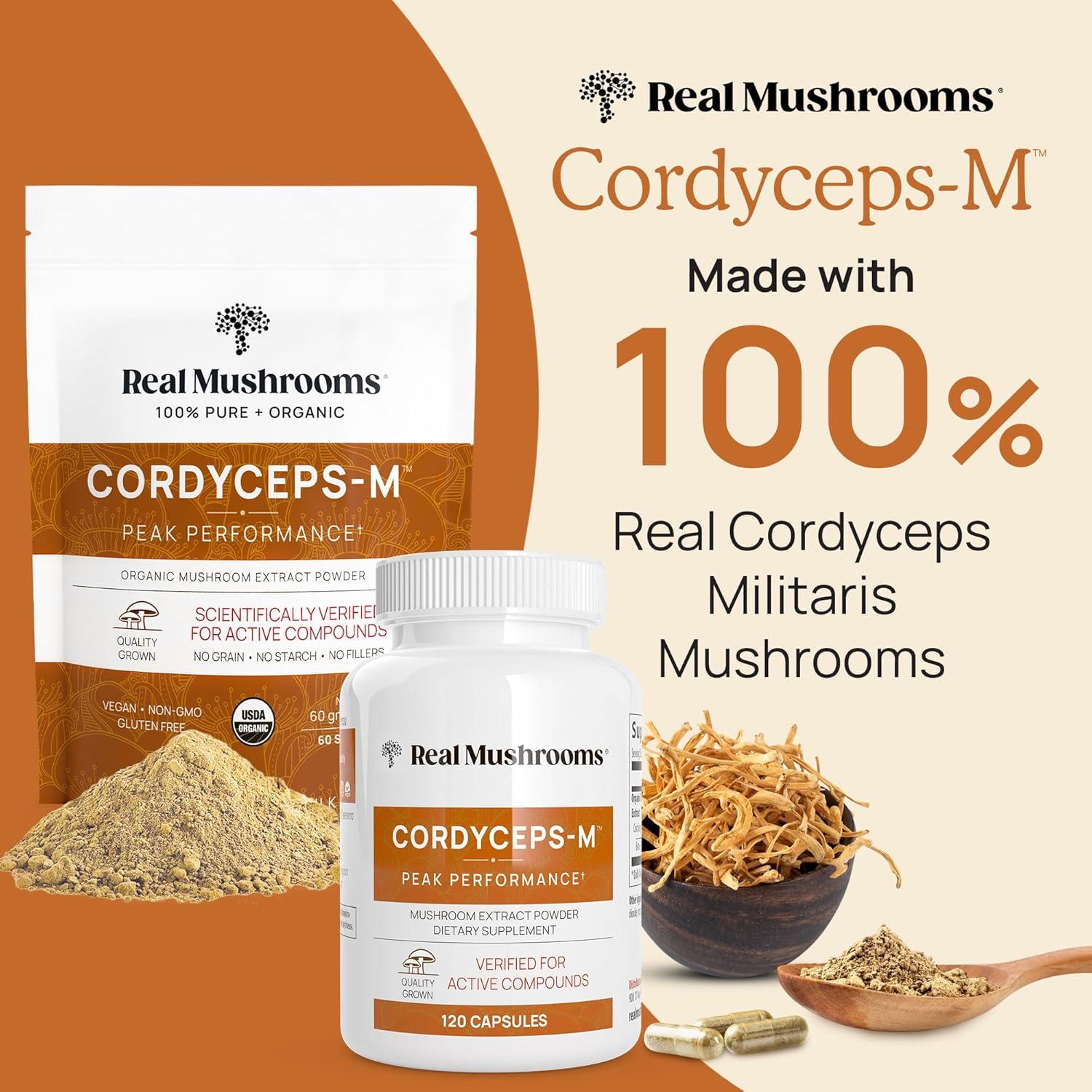 Cápsulas de Cordyceps Militaris Real Mushrooms 120 Caps Veganas