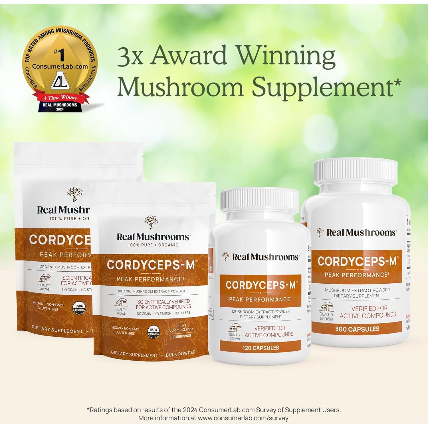 Cápsulas de Cordyceps Militaris Real Mushrooms 120 Caps Veganas