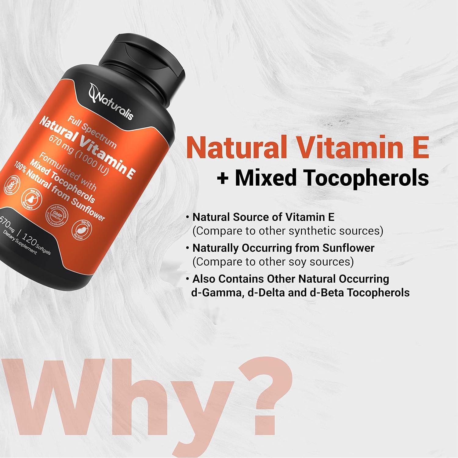 Vitamina E Natural 670mg Naturalis - 120 Gelatinas Blandas