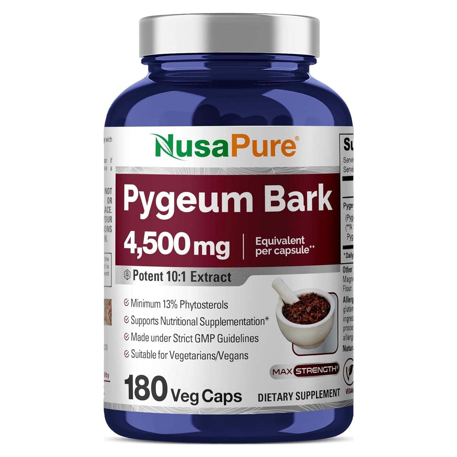NusaPure Extracto de Corteza de Pygeum 450mg Vegano 180 Cápsulas