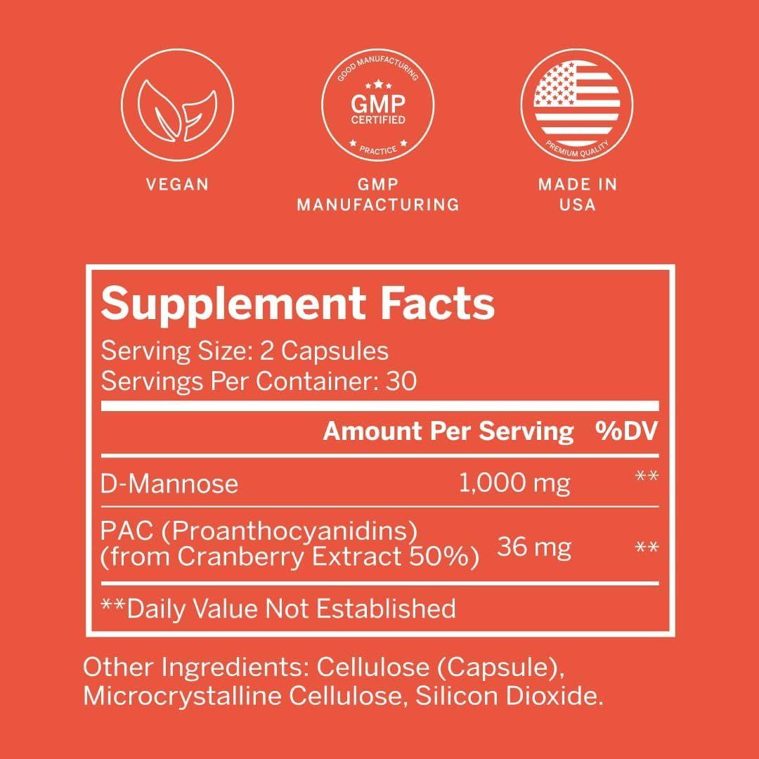 Suplemento Urinario Gemma Stay On Tract - 36mg PACs Arándano y 1000mg D-Mannose