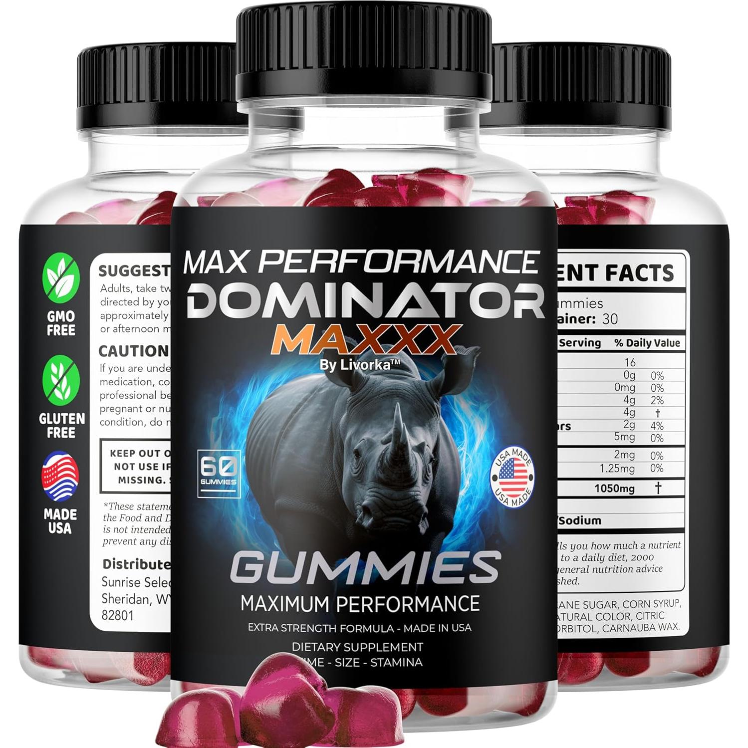 Gomitas Dominator Maxx para Hombres - 60 Gomitas 170g