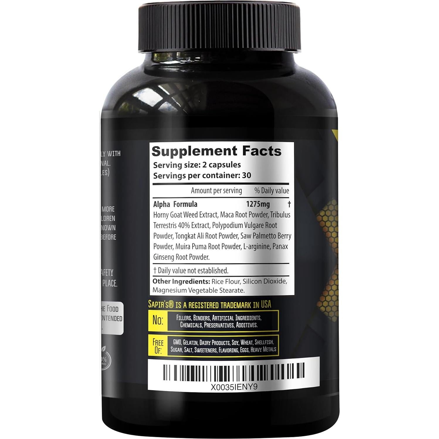 Píldoras de Aumento Alpha para Hombres - Suplemento Natural 68g