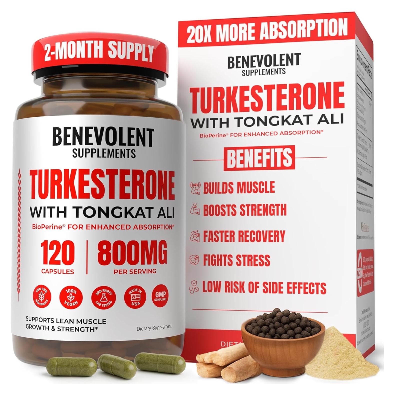 Suplemento de Turkesterona BENE 8000mg con Tongkat Ali y BioPerine