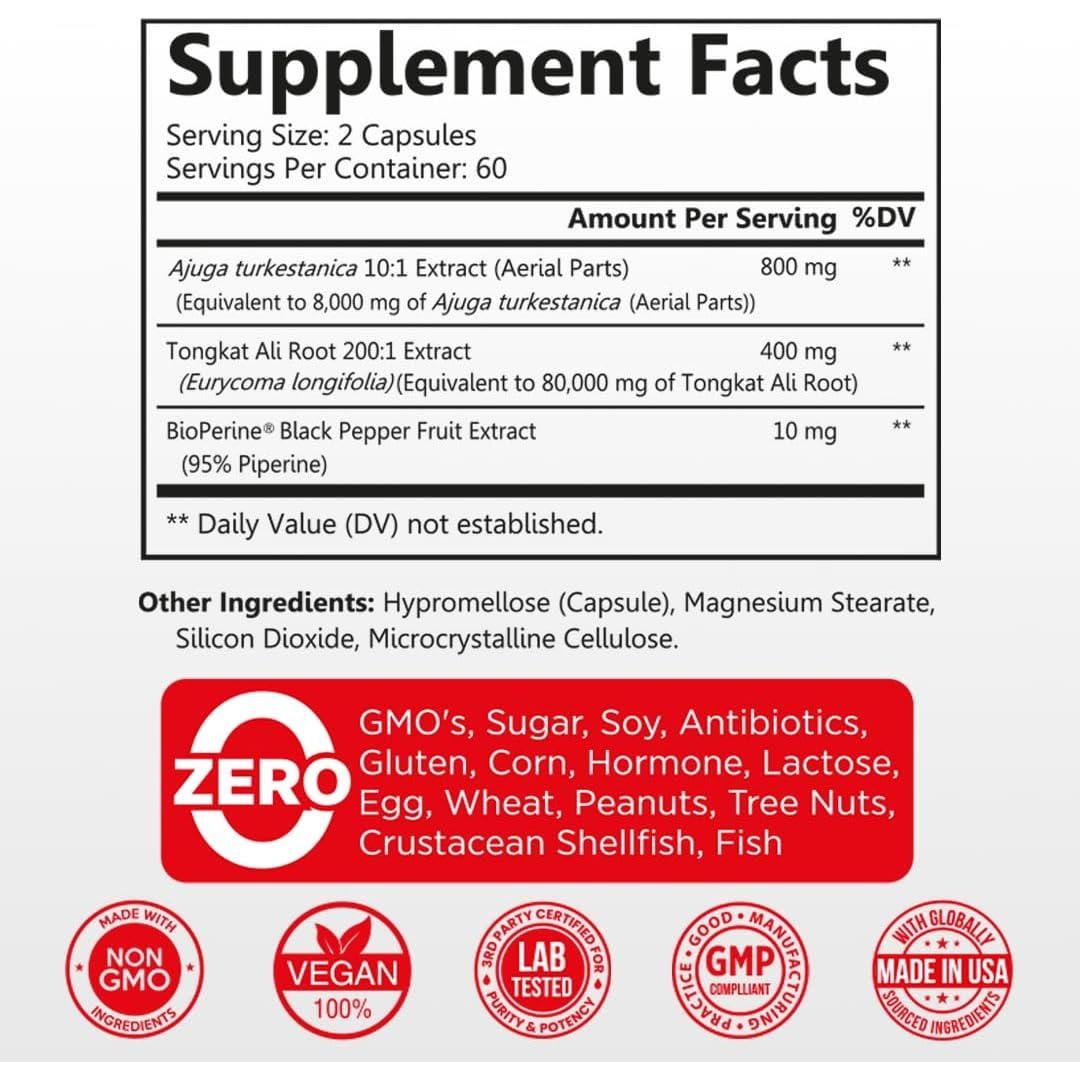 Suplemento de Turkesterona BENE 8000mg con Tongkat Ali y BioPerine