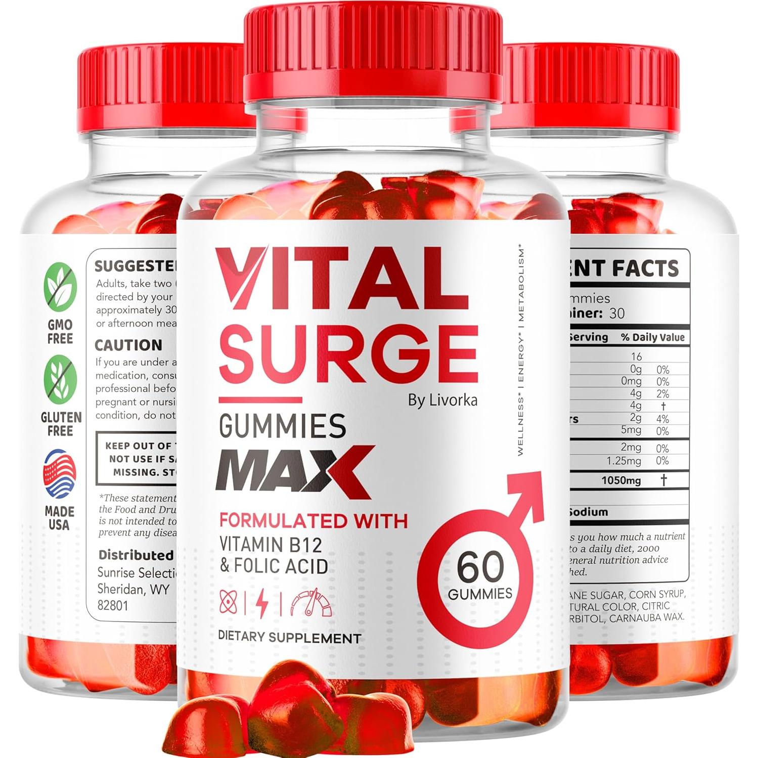 Gomitas Vital Surge MAX 1050 MG para Hombres - 60 Unidades