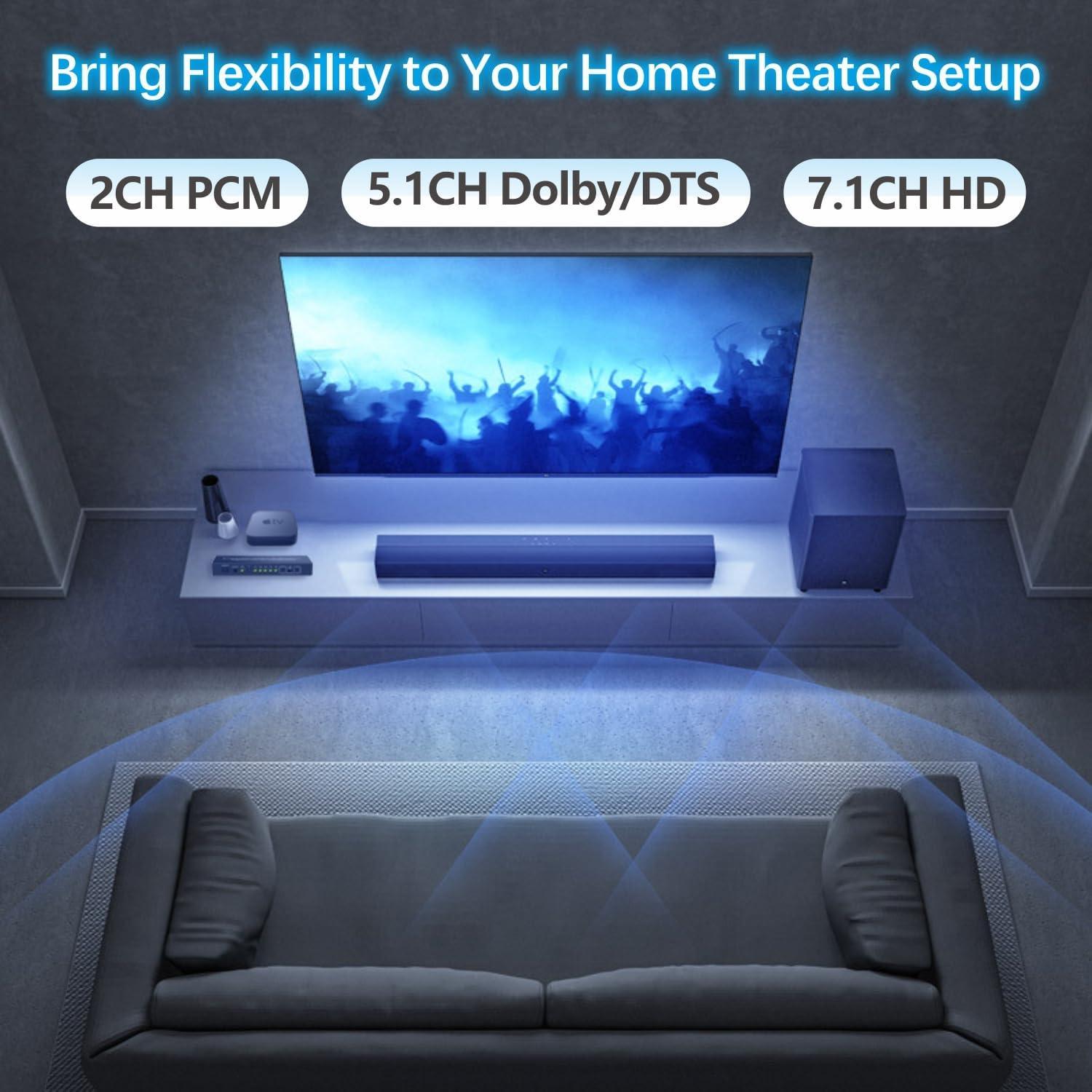 Interruptor HDMI 5 en 1 iArkPower 4K 60Hz Extractor Audio