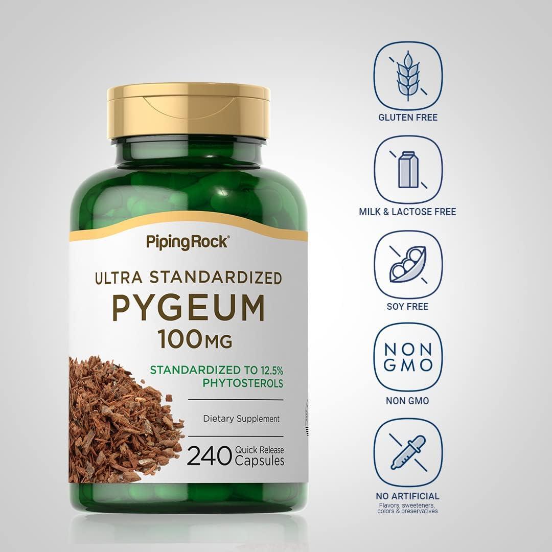 Suplemento de Pygeum Piping Rock 100mg 240 Cápsulas No-OGM