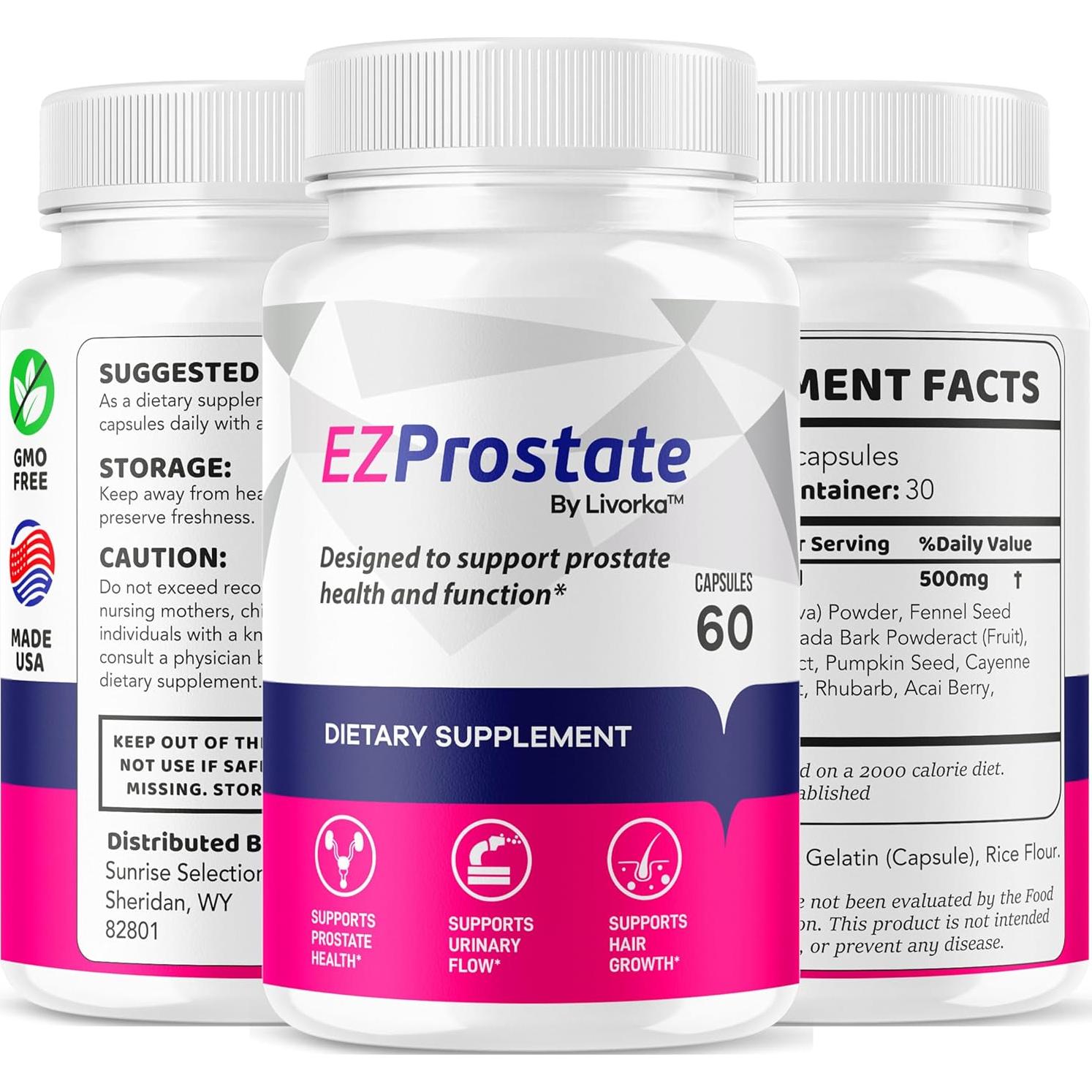 Suplemento EZ Prostate - 60 Cápsulas para Hombres