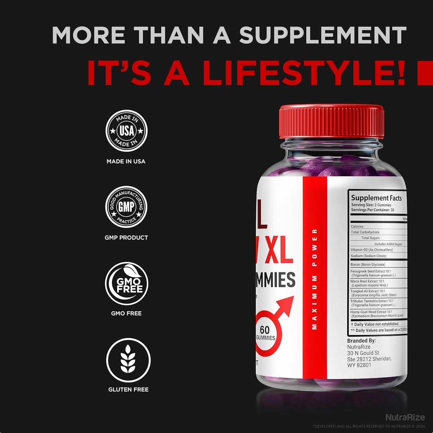 Gomitas Vital Grow XL para Hombres - Aumento de Resistencia (60 unidades)