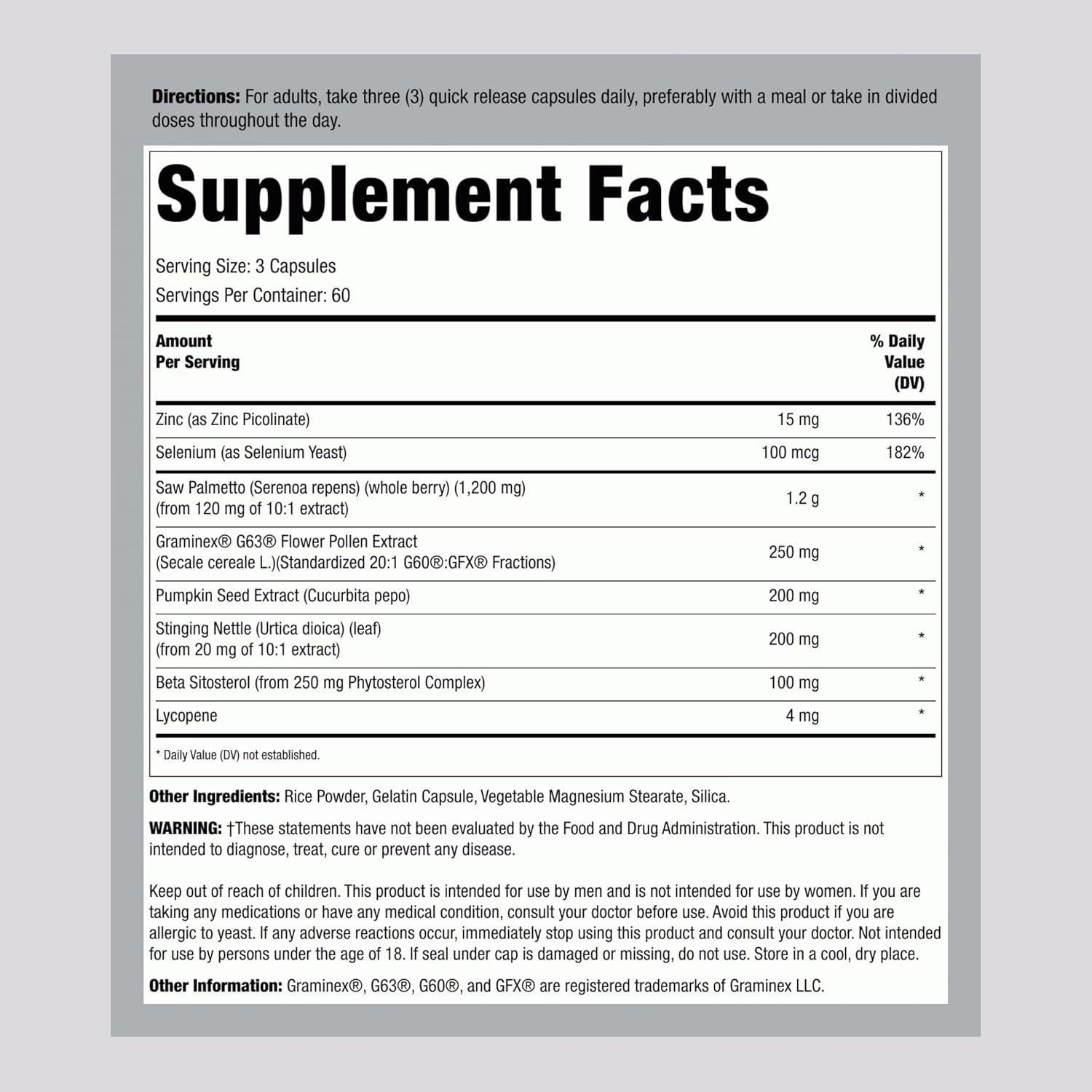 Suplemento Prostate Lindberg 180 Cápsulas con Licopeno y Palma Enana