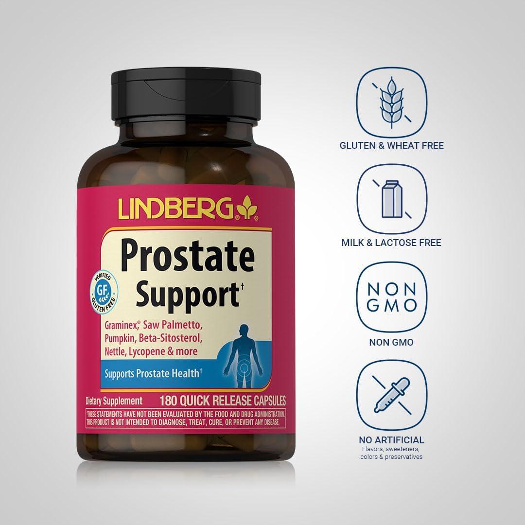 Suplemento Prostate Lindberg 180 Cápsulas con Licopeno y Palma Enana