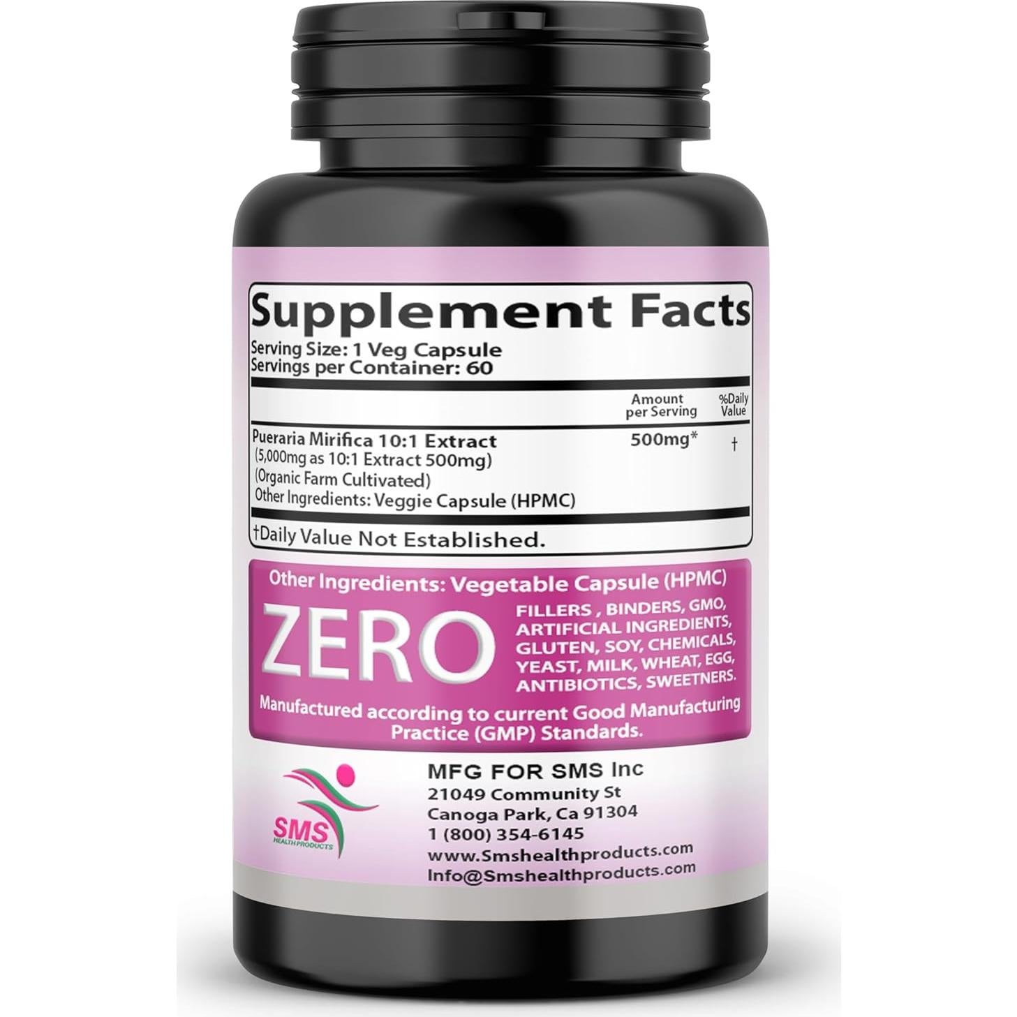 Cápsulas Feminizer SMS - Pueraria Mirifica Estrogénico 20g