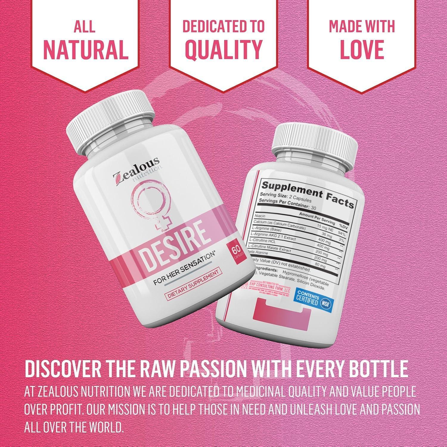Desire Suplemento Aumento Libido Femenino Zealous Nutrition 1 Paquete
