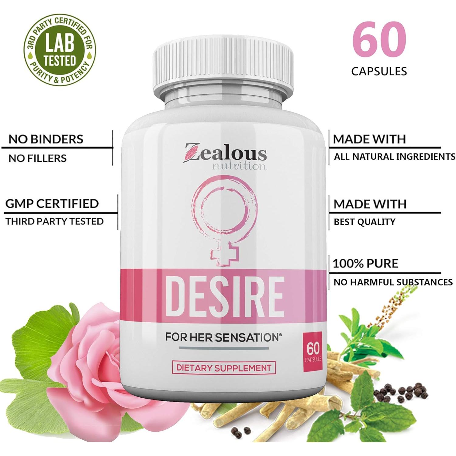 Desire Suplemento Aumento Libido Femenino Zealous Nutrition 1 Paquete