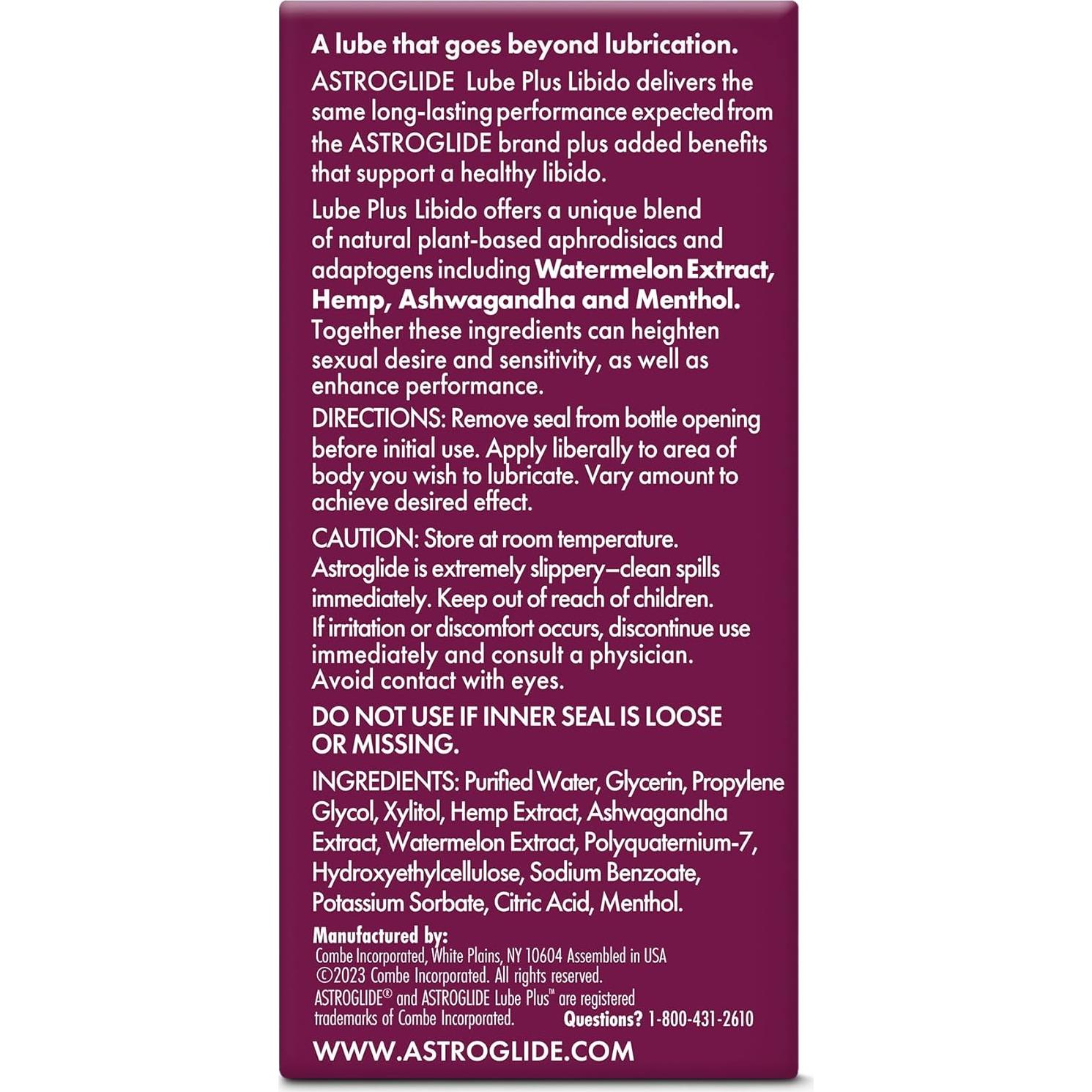 Lubricante Íntimo Astroglide Lube Plus Libido 74.9ml