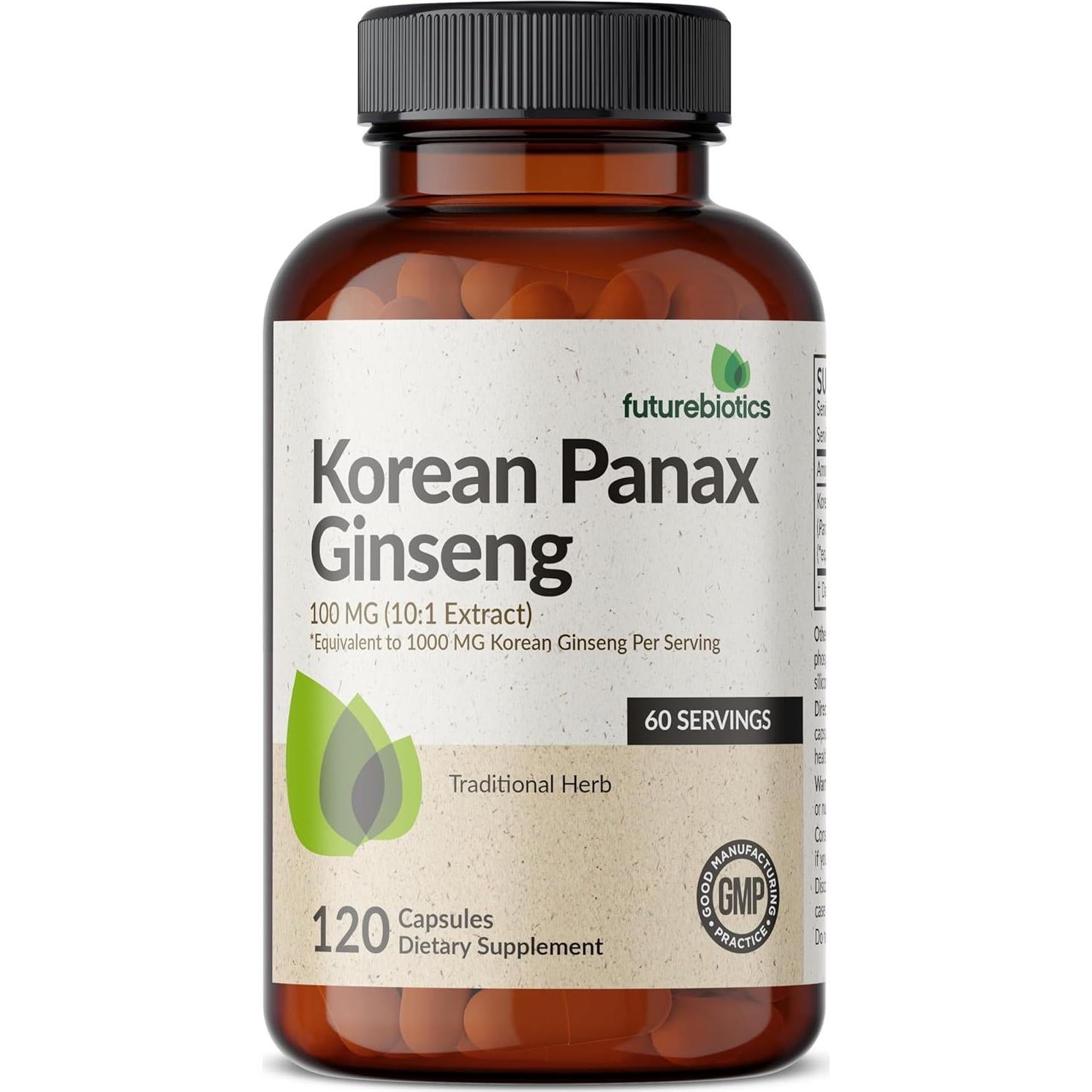 Suplemento Ginseng Panax Futurobiotics 1000mg 120 Cápsulas