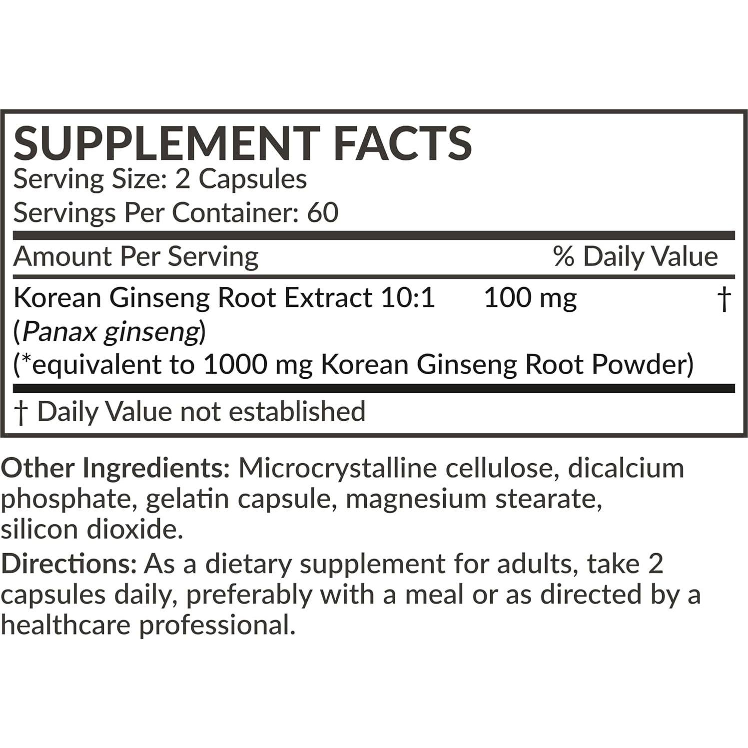 Suplemento Ginseng Panax Futurobiotics 1000mg 120 Cápsulas