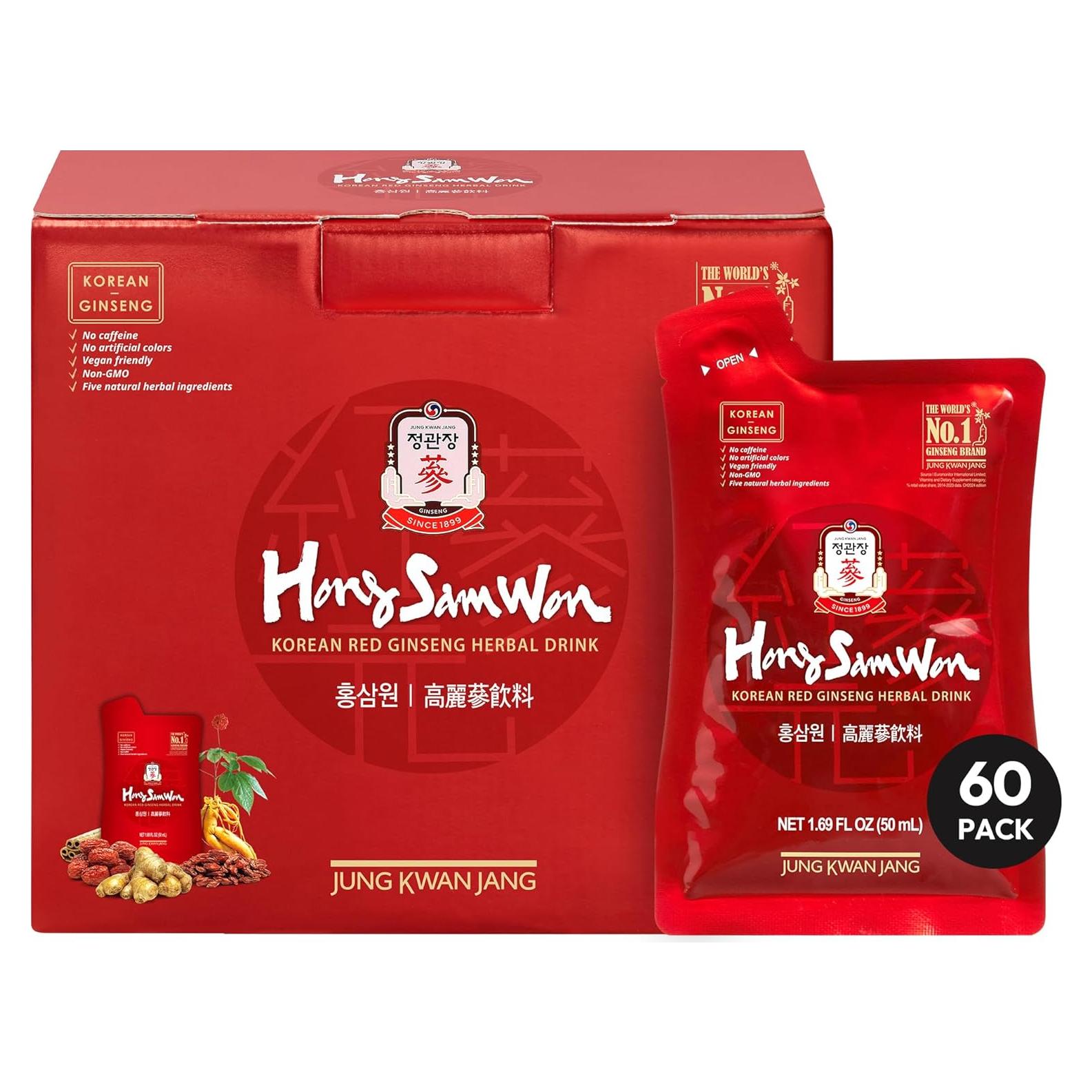 Té de Ginseng Rojo Coreano HongSamWon - Energético Herbal 60 Bolsitas