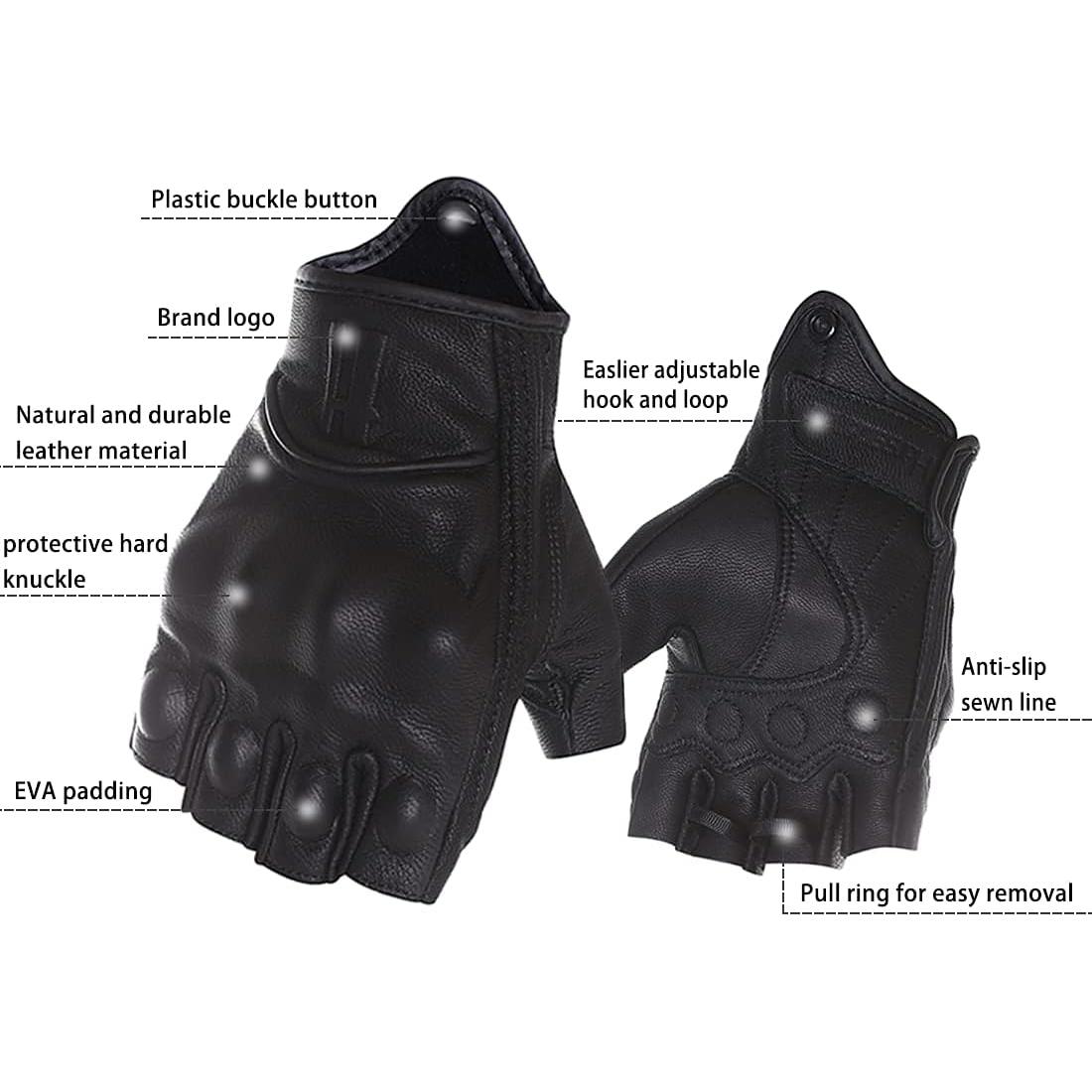 Guantes de Motocicleta Harssidanzar GM037 Cuero Negro