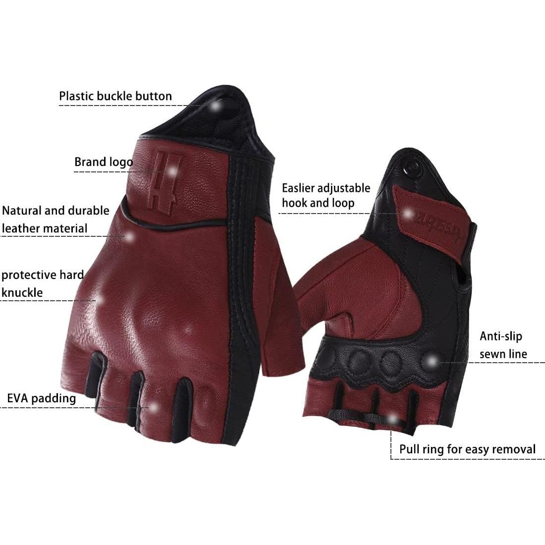 Guantes de Motocicleta Harssidanzar GM037 de Cuero Negro