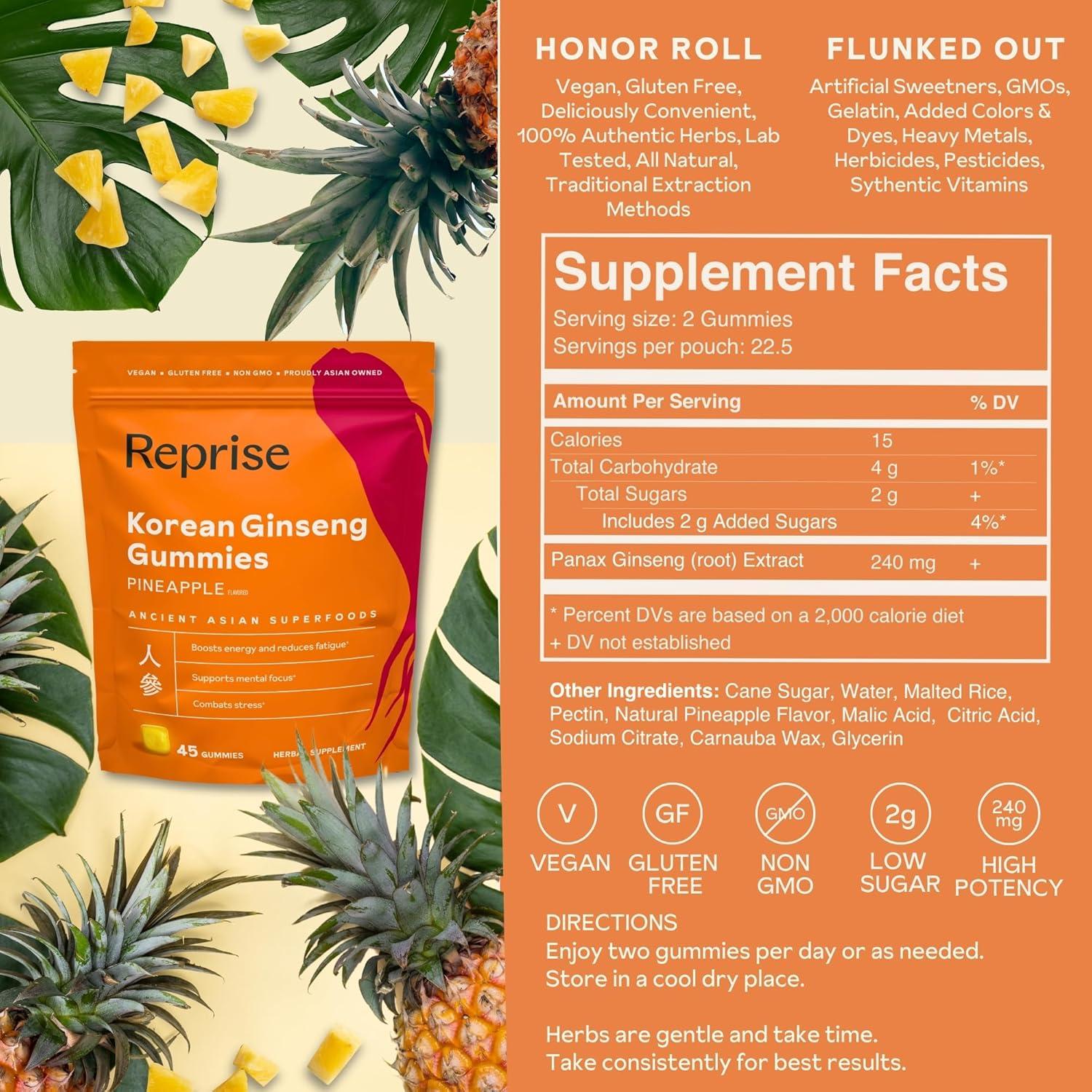 Gomitas de Ginseng Coreano Reprise 240mg - 45 Unidades