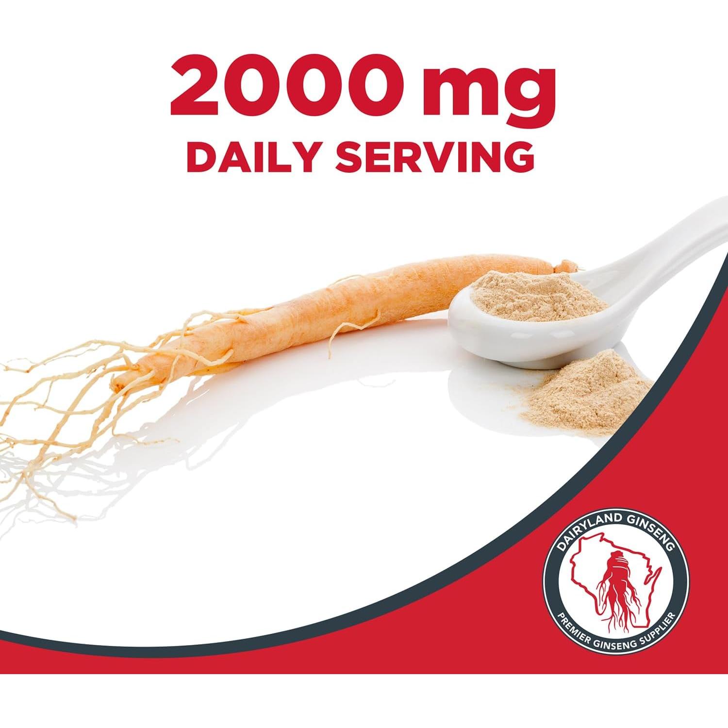 Cápsulas de Ginseng Rojo Panax Dairyland 2000 mg - 75 ct