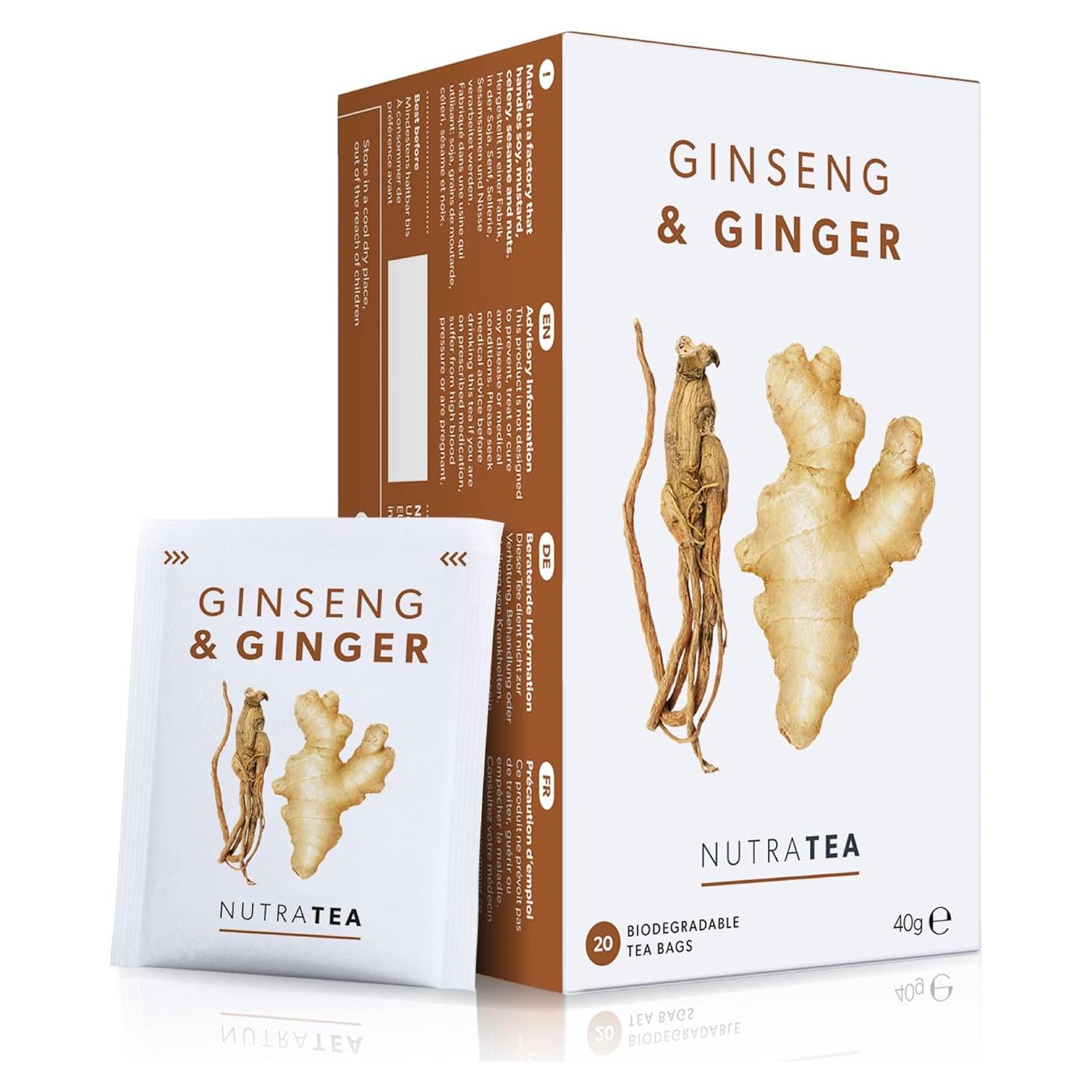 Té Herbal Nutra Tea de Jengibre y Ginseng - 20 Bolsitas