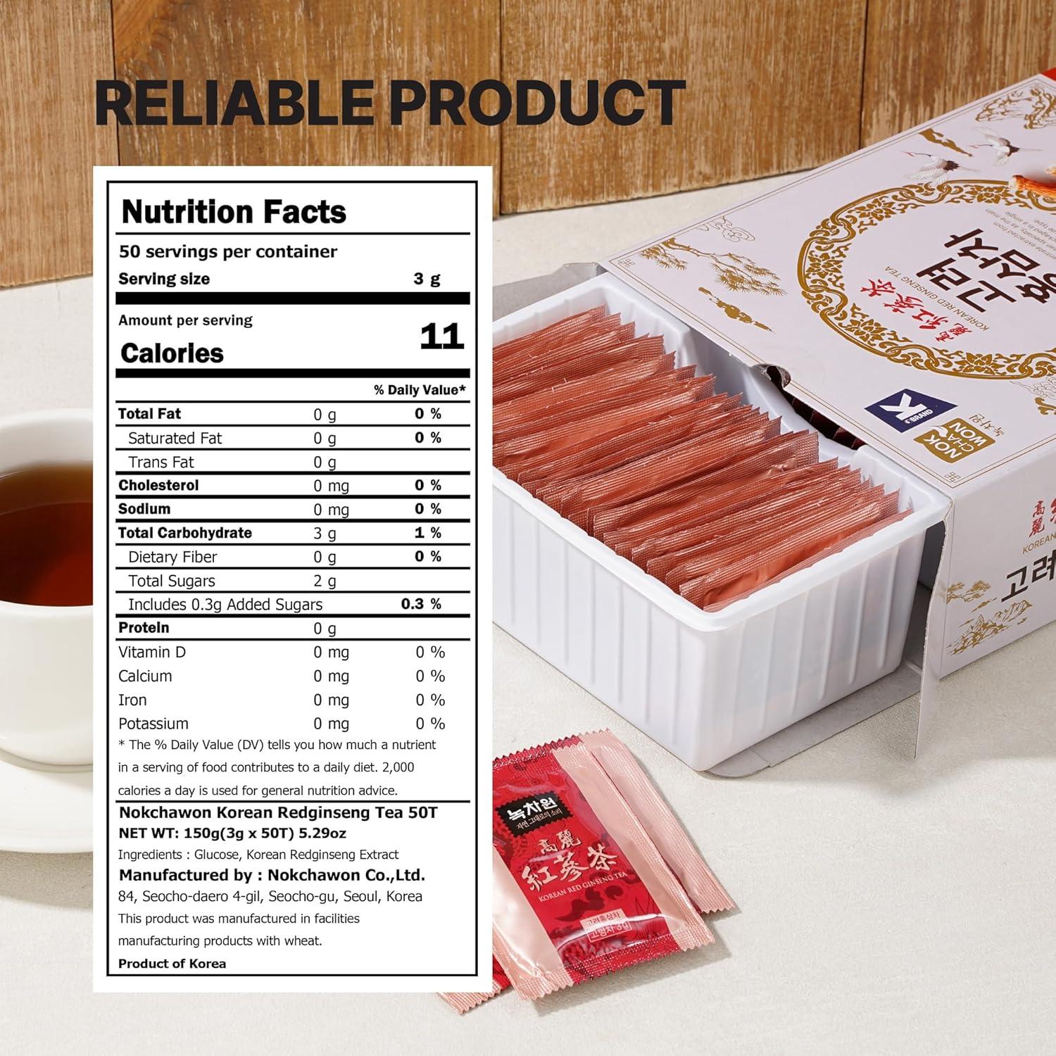 Té de Ginseng Rojo Coreano Nokchawon 50 Bolsitas 150g