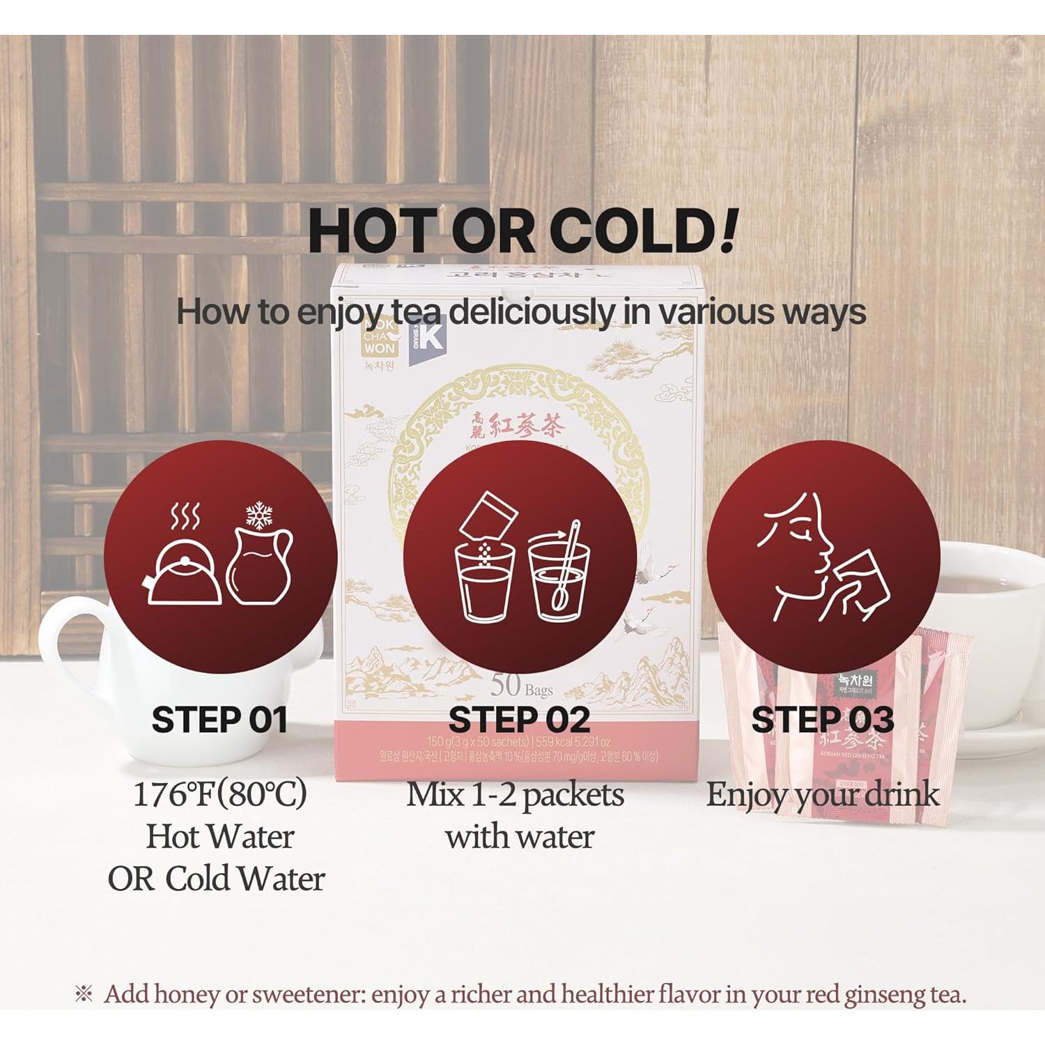 Té de Ginseng Rojo Coreano Nokchawon 50 Bolsitas 150g