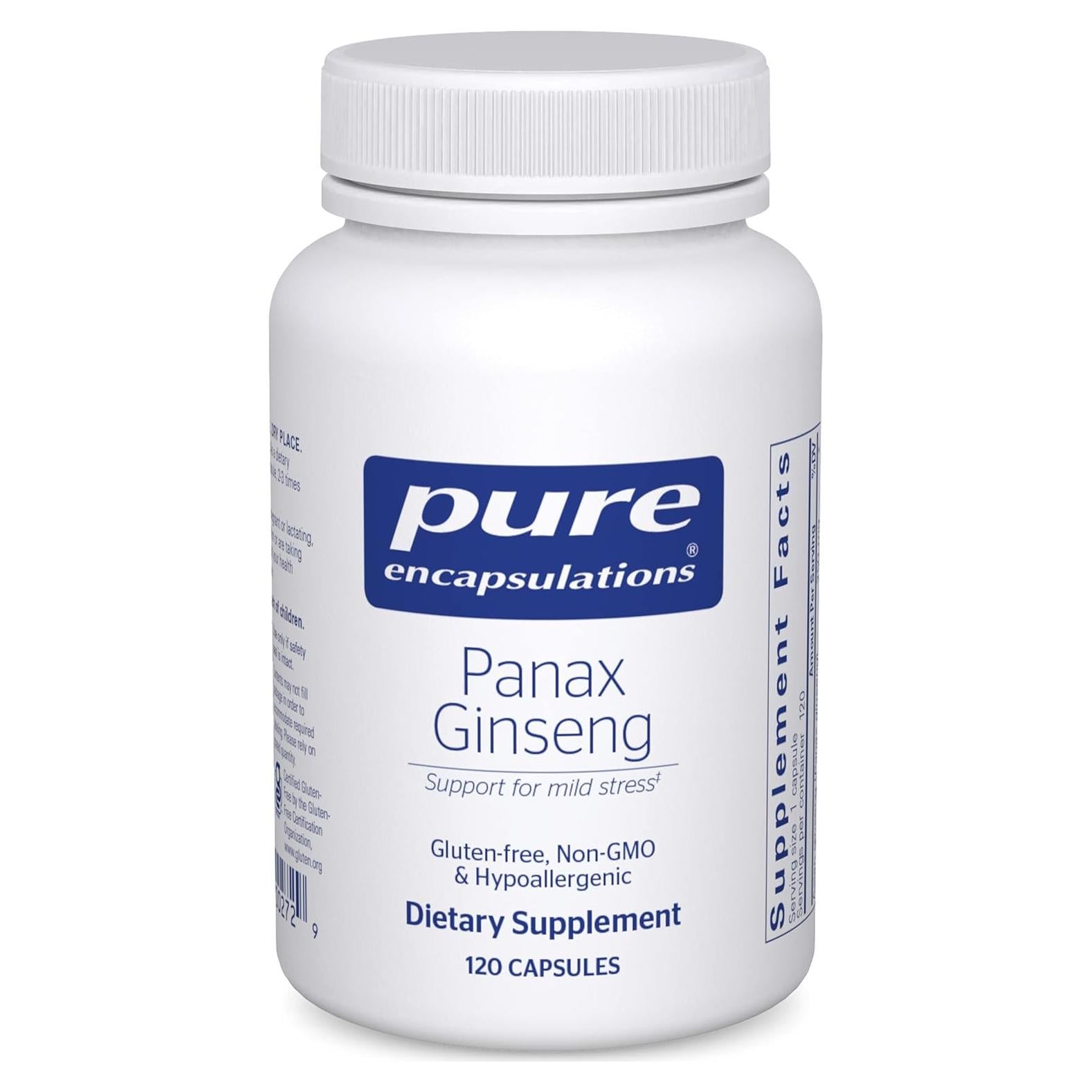 Suplemento Hipoalergénico Panax Ginseng Pure Encapsulations 120 Cápsulas