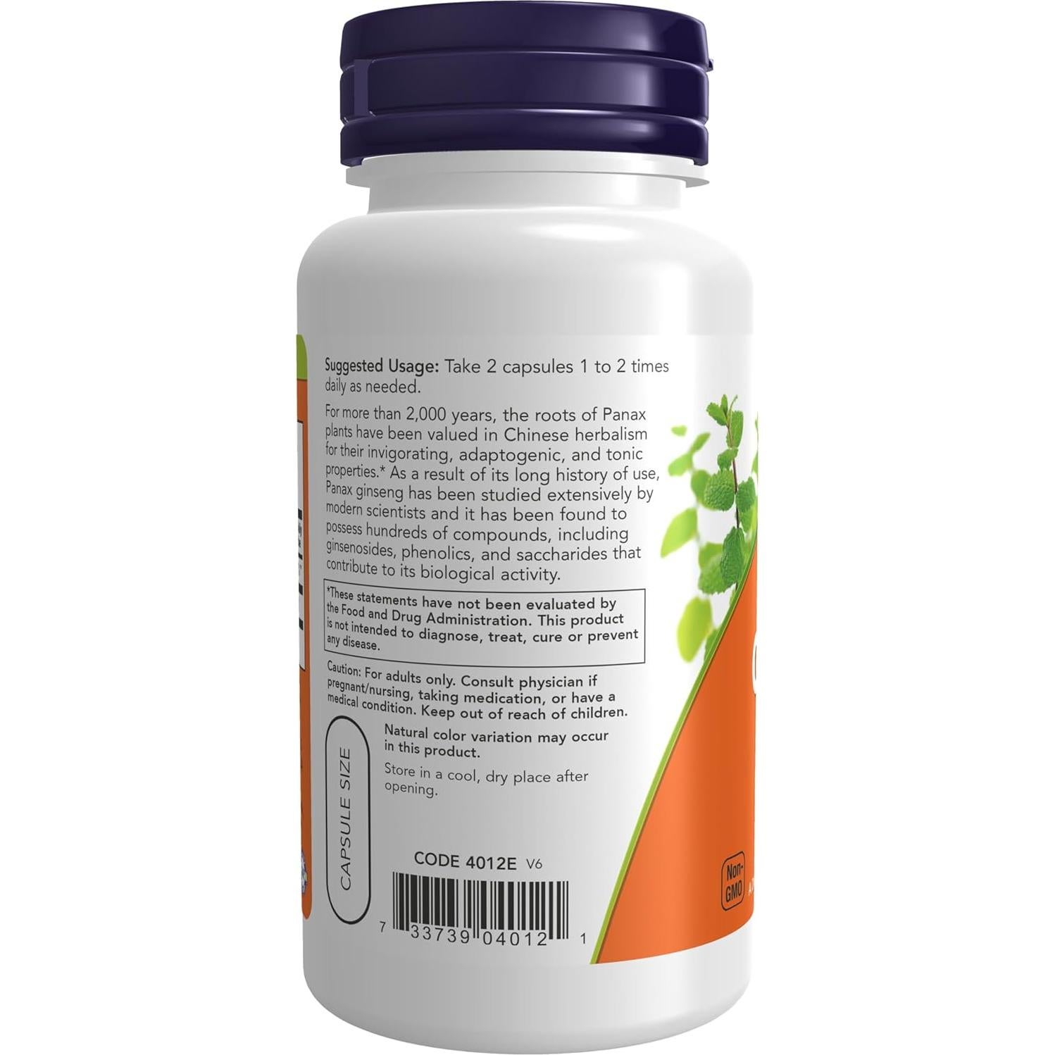 Suplemento Ginseng Panax Now Foods 100 cápsulas