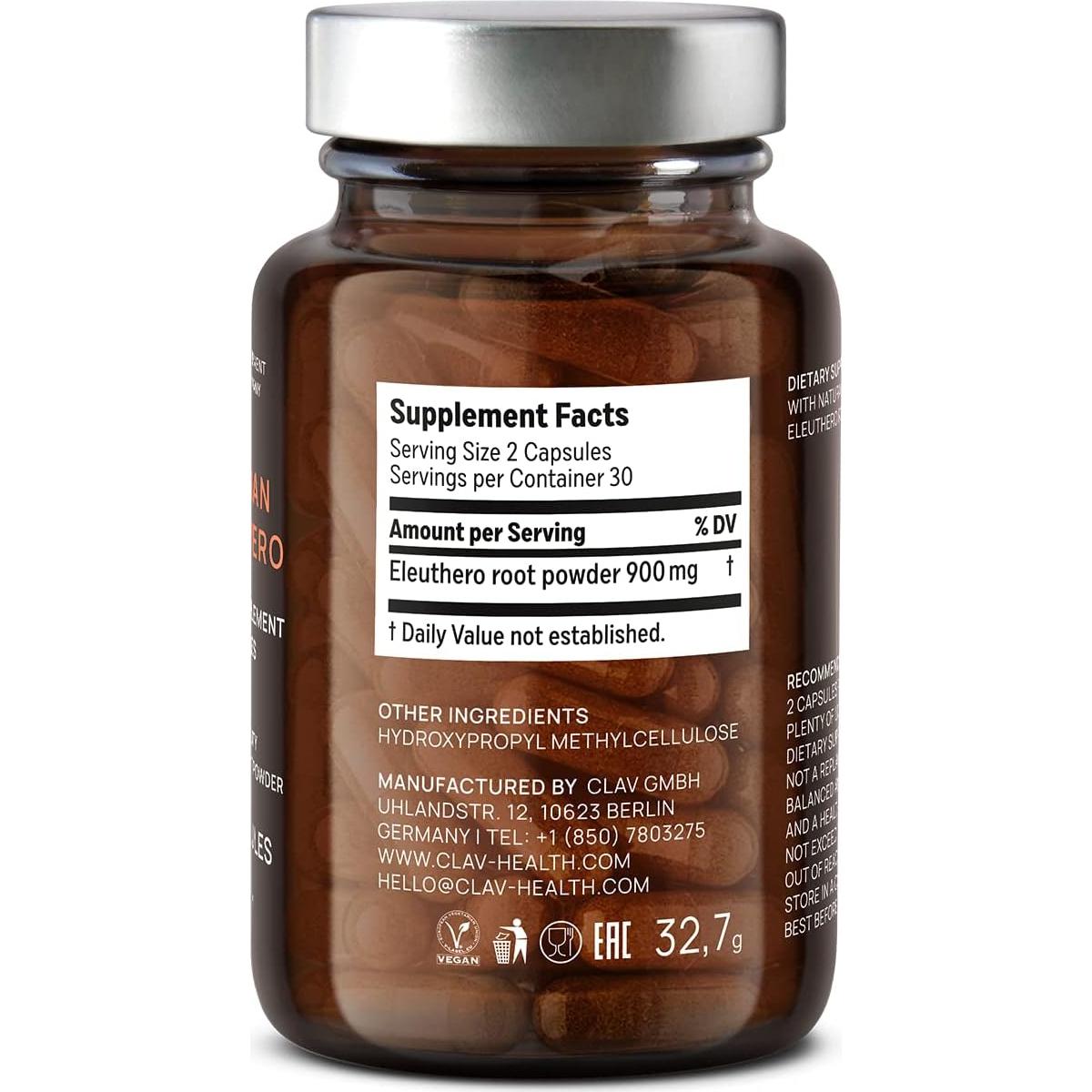 Cápsulas de Ginseng Siberiano CLAV 900mg - Energía Natural