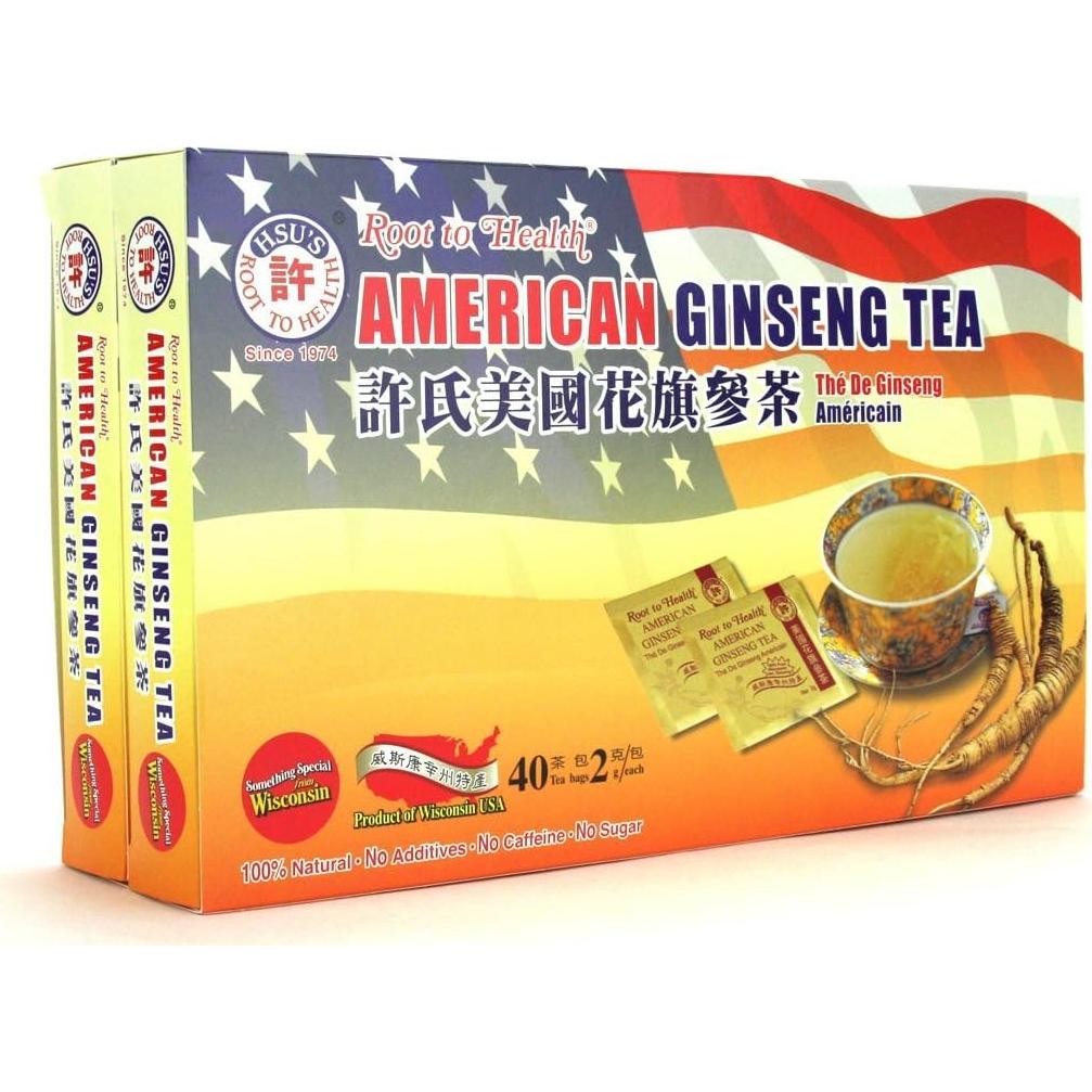 Té de Ginseng Americano Hsu - 40 Bolsitas - Sin Cafeína