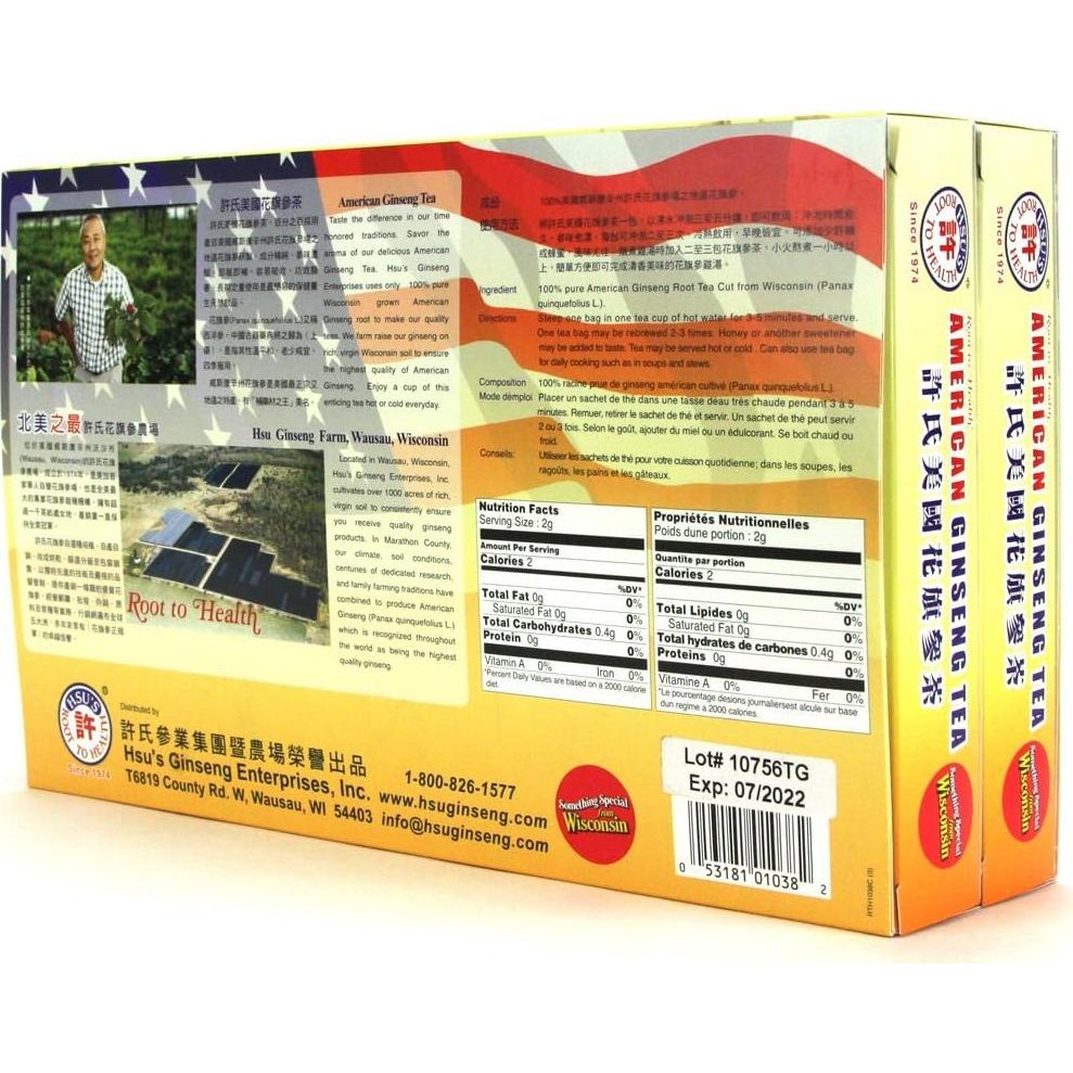 Té de Ginseng Americano Hsu - 40 Bolsitas - Sin Cafeína