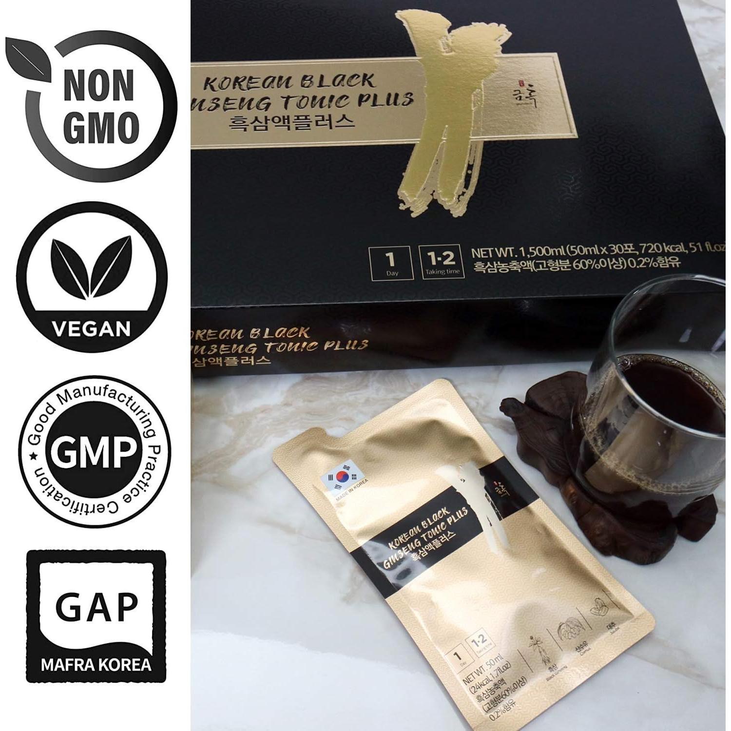 Tónico de Ginseng Negro Coreano GeumHeuk 50ml x 30 Bolsitas