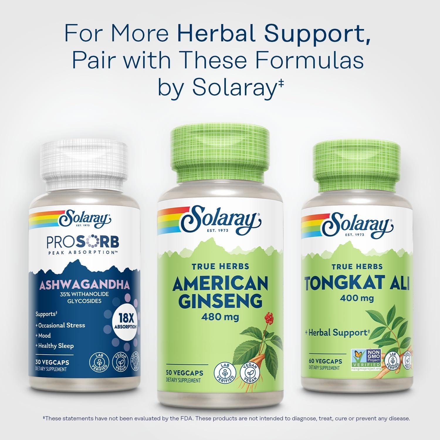 Ginseng Americano Solaray 480 mg - 50 VegCaps - Adaptógeno