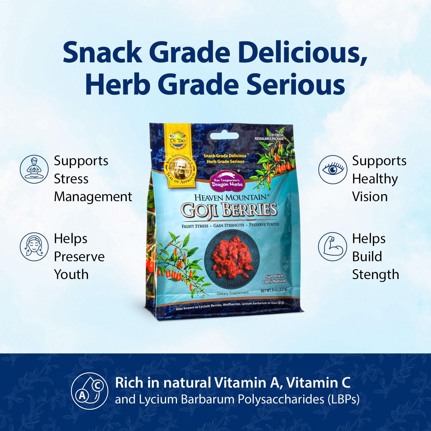 Bayas de Goji del Cielo Dragon Herbs 227 g - 100% Naturales