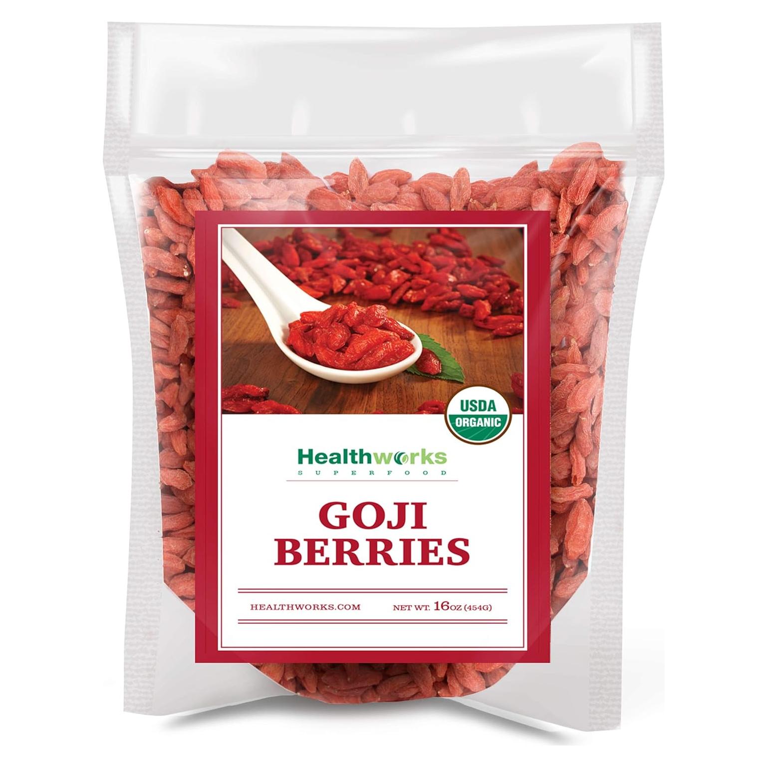 Berries de Goji Secas Orgánicas Healthworks 453.6g Veganas