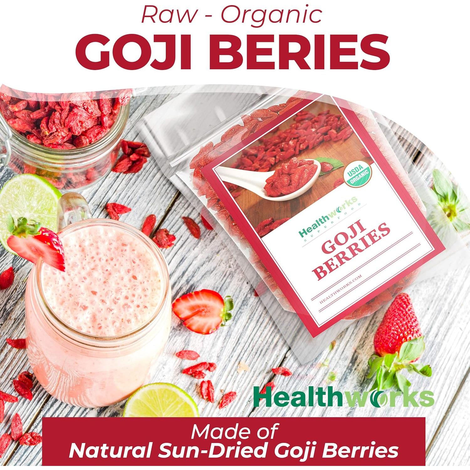 Berries de Goji Secas Orgánicas Healthworks 453.6g Veganas