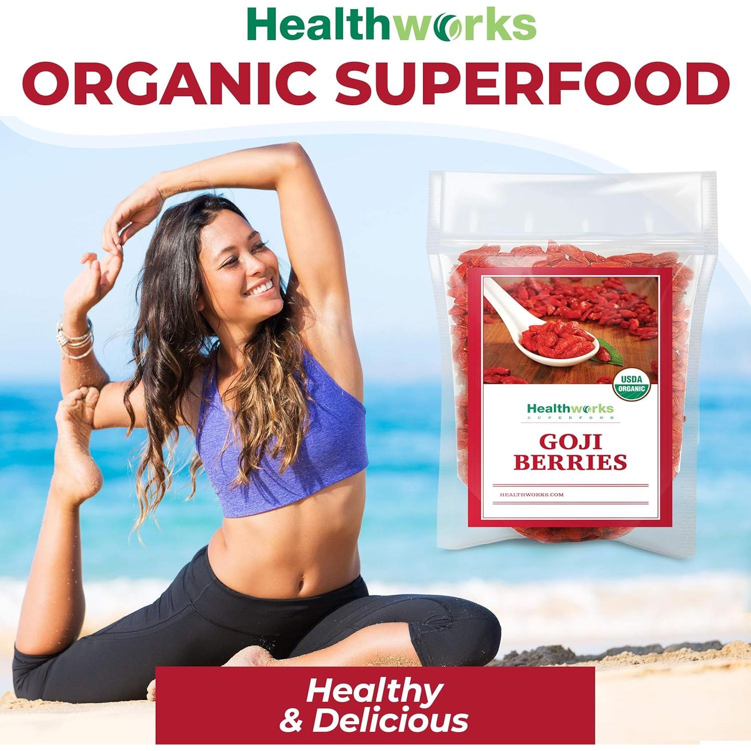 Berries de Goji Secas Orgánicas Healthworks 453.6g Veganas