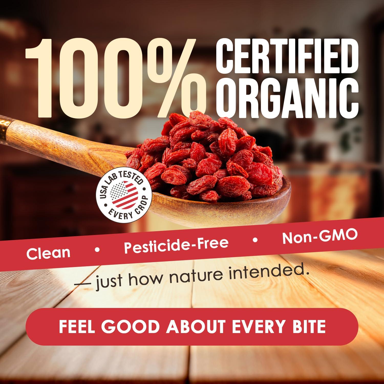 Berries Goji Secas Orgánicas Elementos Nutricionales 0.91 kg