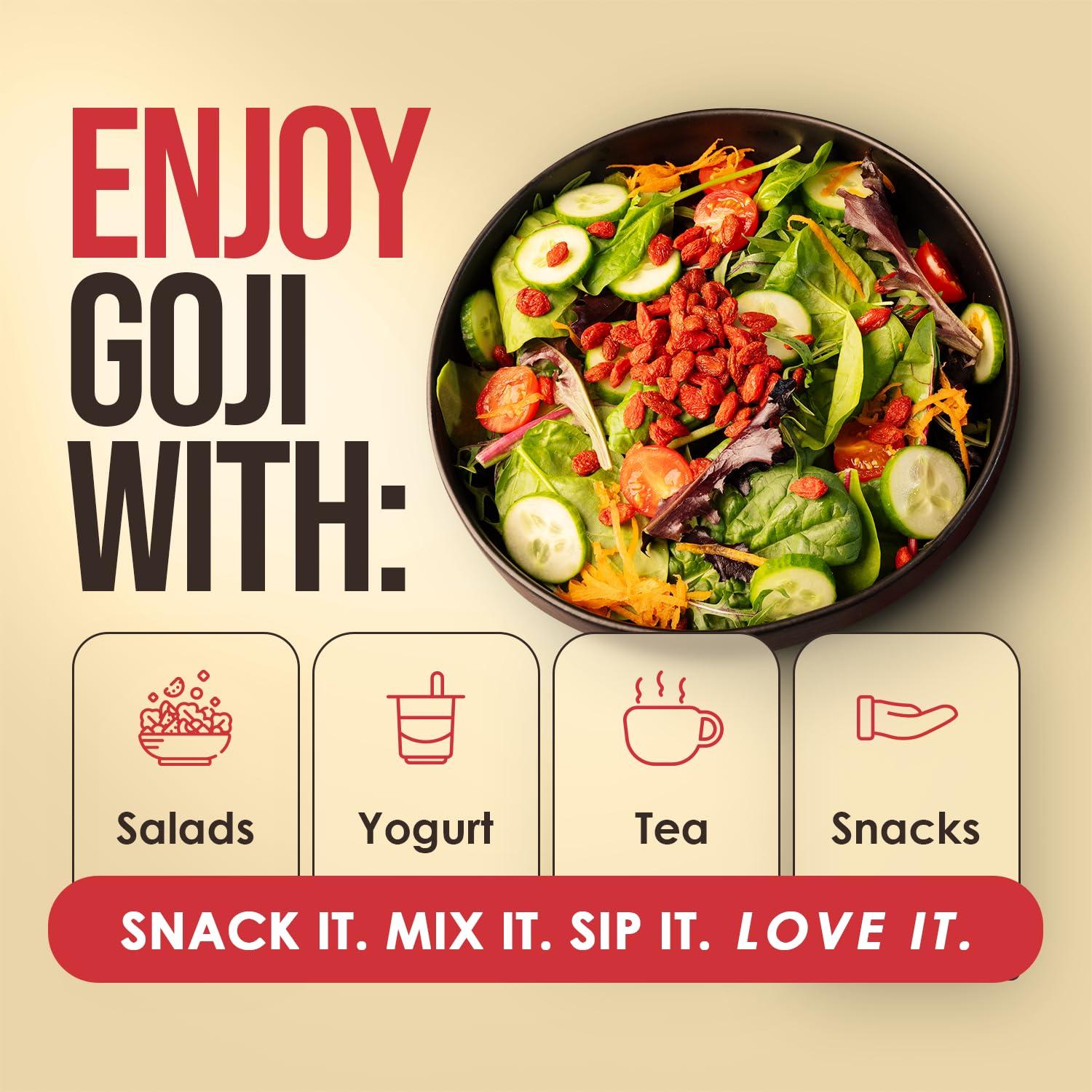 Berries Goji Secas Orgánicas Elementos Nutricionales 0.91 kg