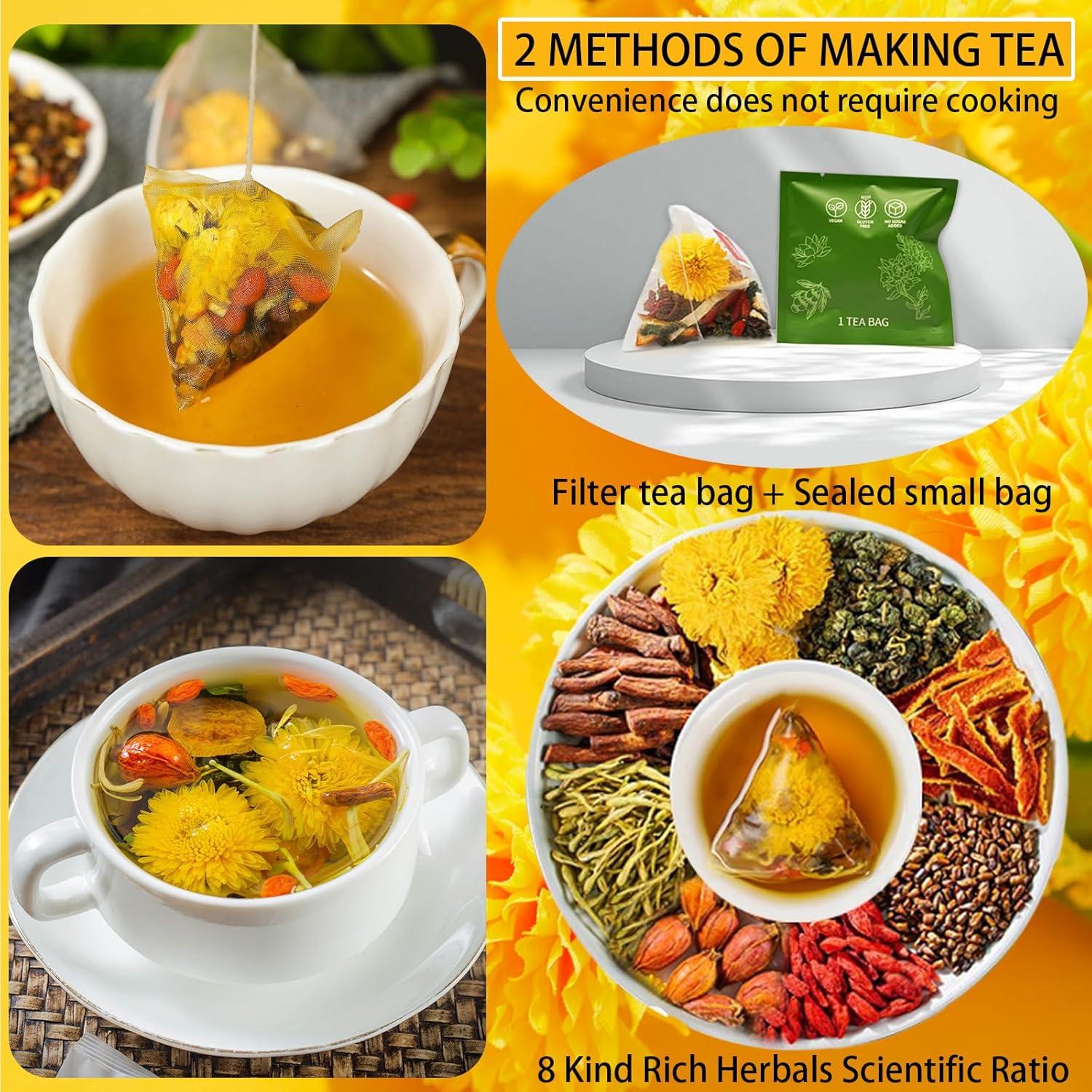 Té Herbal Chino Goji Berry y Crisantemo WEERSHUN 30 Bolsitas