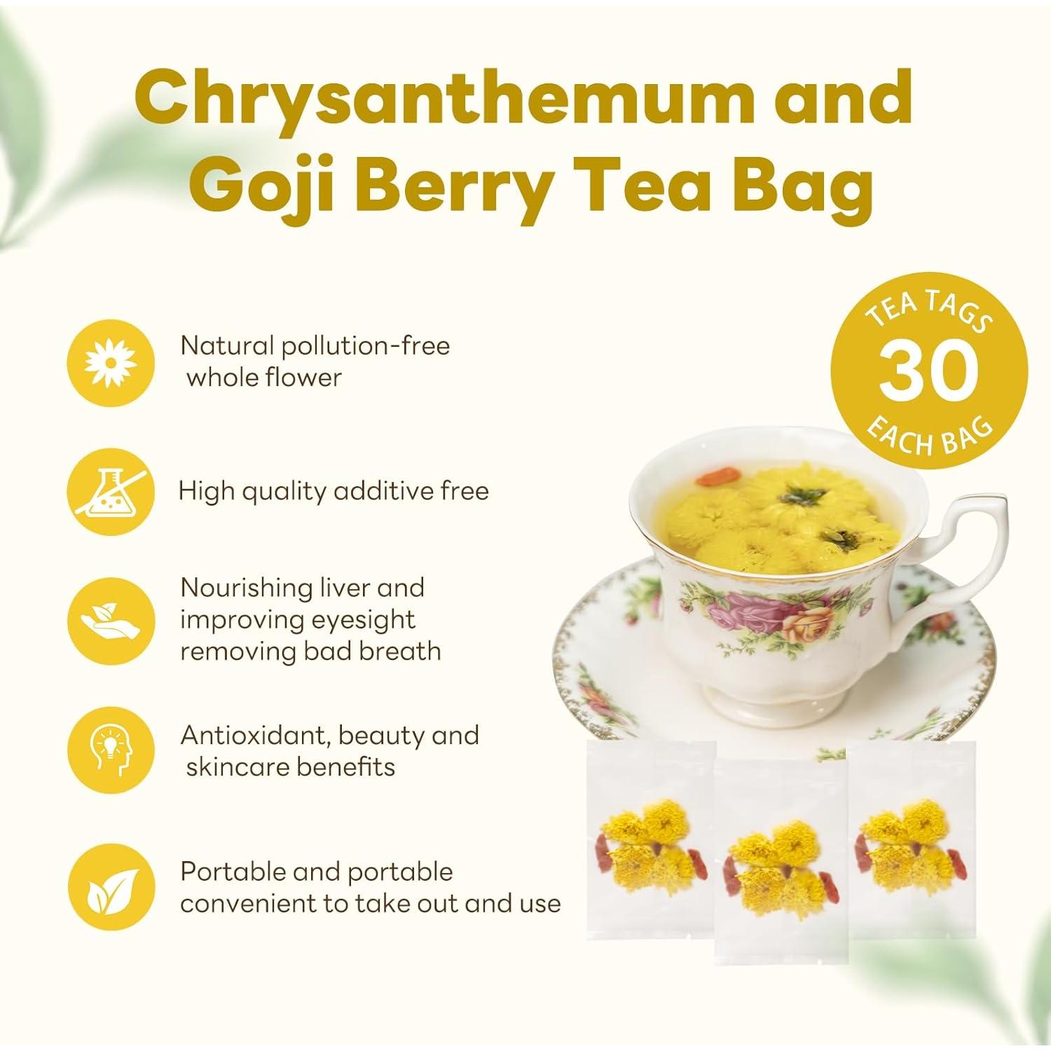Té de Crisantemo y Baya de Goji HONGZHENGCHUN 60g - 30 Bolsitas