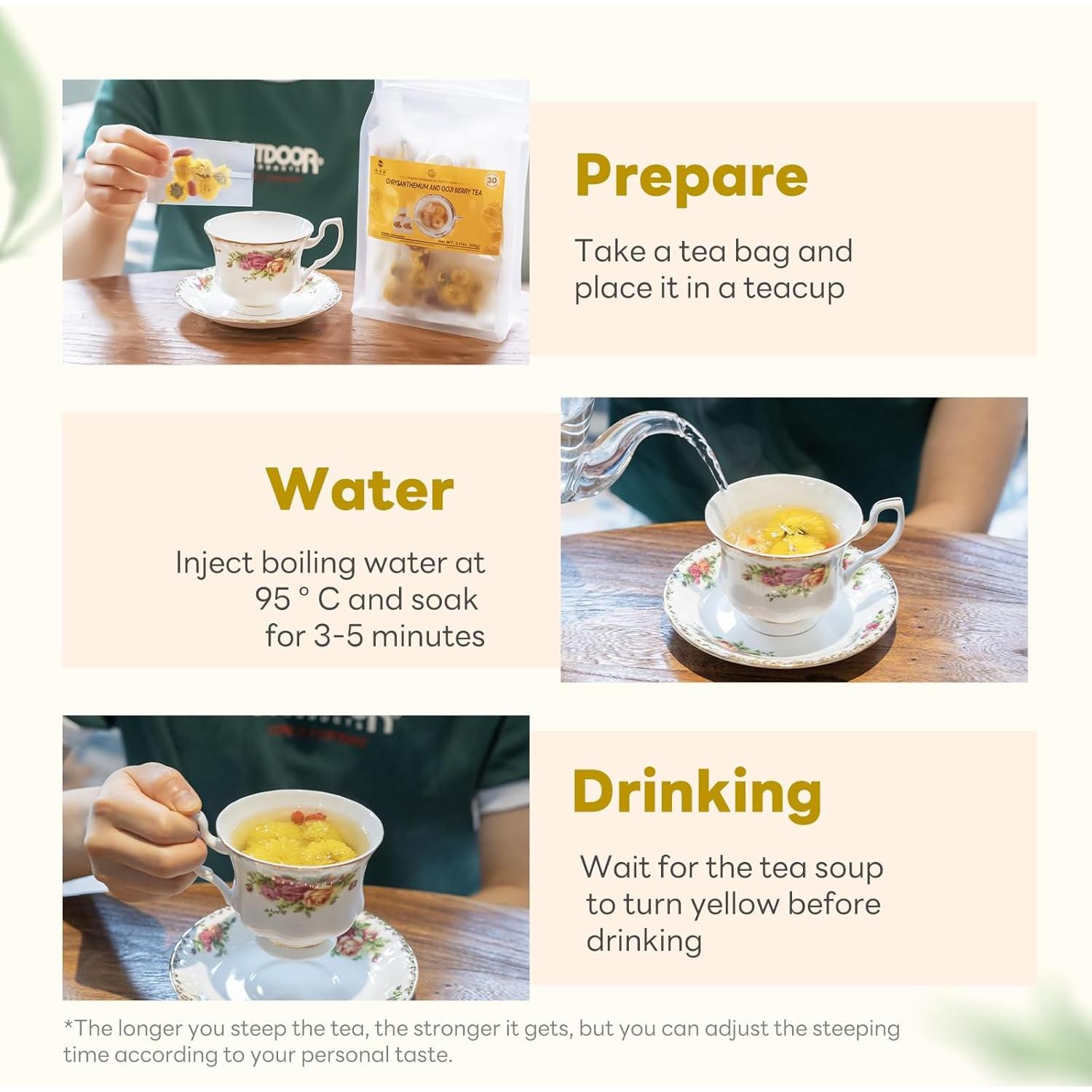 Té de Crisantemo y Baya de Goji HONGZHENGCHUN 60g - 30 Bolsitas